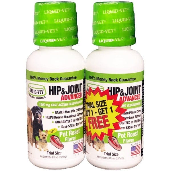 Liquid Vet Hip & Joint Supplement for Dogs - Advanced Formula with Pot Roast Flavor - 2 Pack - Supports Mobility & Joint Health for Active & Senior Dogs