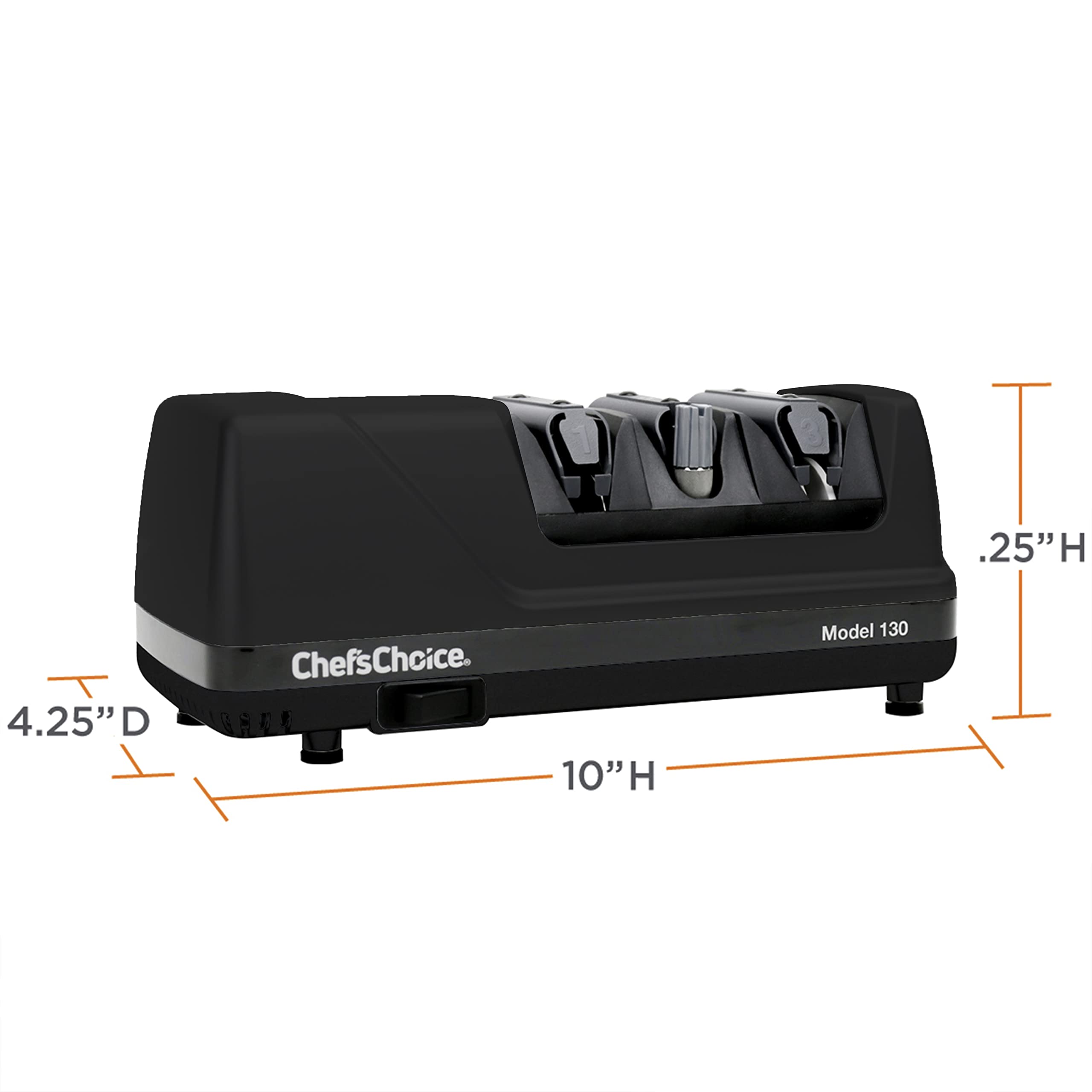 Chef’sChoice 130 Professional Electric Knife Sharpener | 3-Stage Diamond Abrasive System for Straight & Serrated Knives | Made in USA | Black | Perfect for Home Kitchens & Professional Chefs