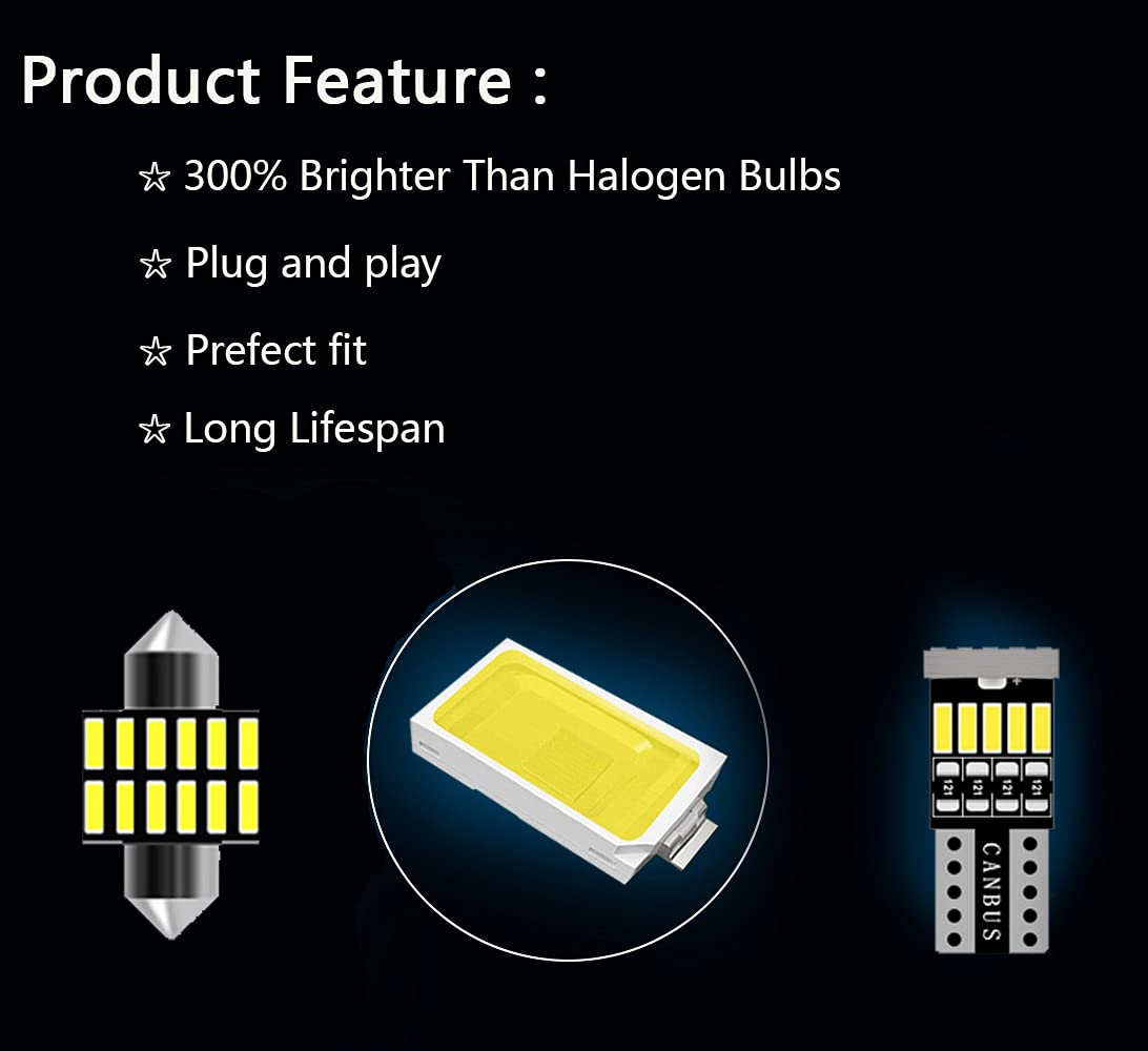 Super Bright White LED Interior Lights Kit - 10pcs LED Bulbs with Install Tool for 2006-2021 Toyota RAV4 All Cab Sizes | Upgrade Car Interior Lighting for Night Driving & Enhanced Visibility