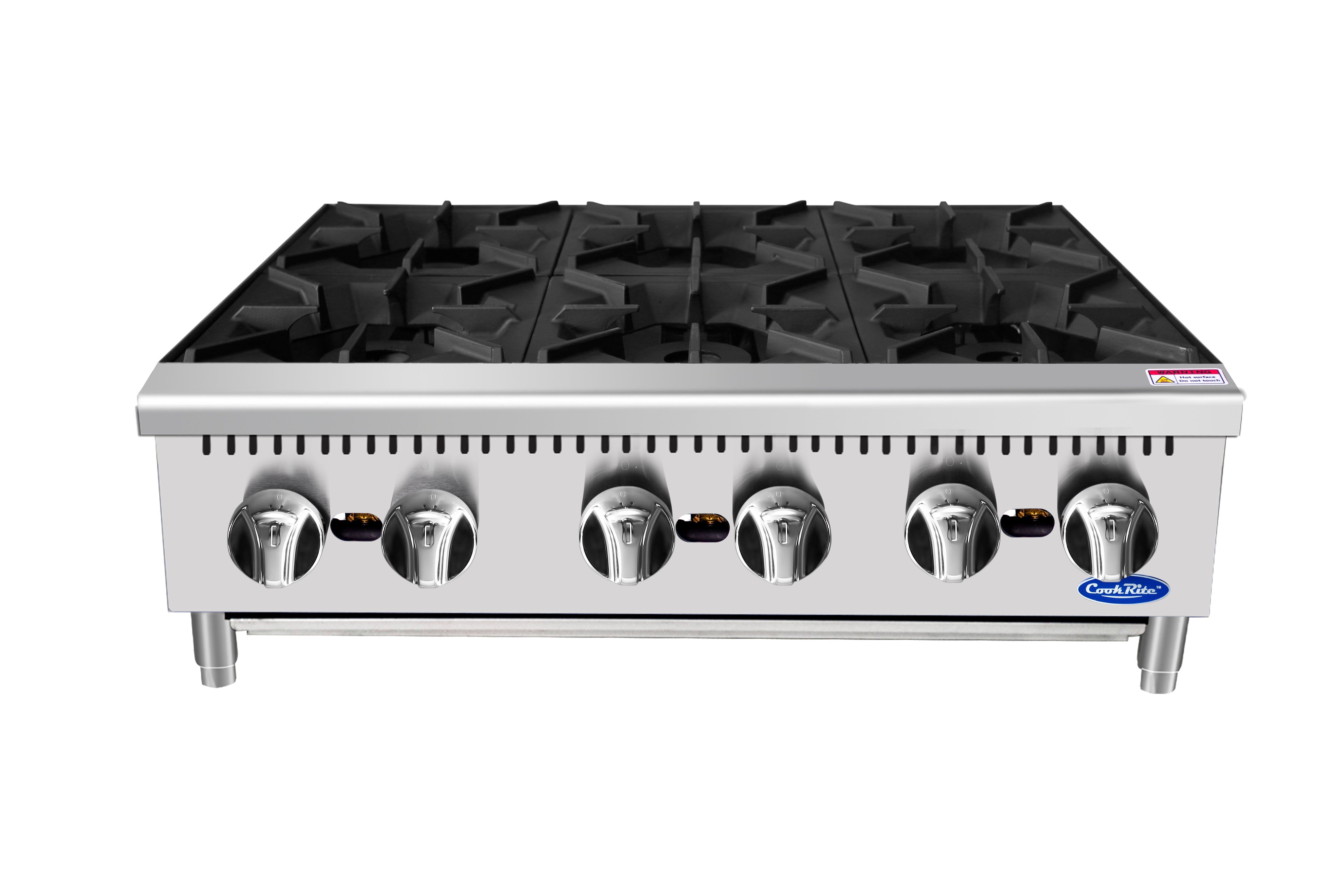 Atosa ACHP 6 36 Natural Gas 6 Burner Commercial Countertop Range - 192,000 BTU Heavy Duty for Restaurants, Catering & Professional Kitchens