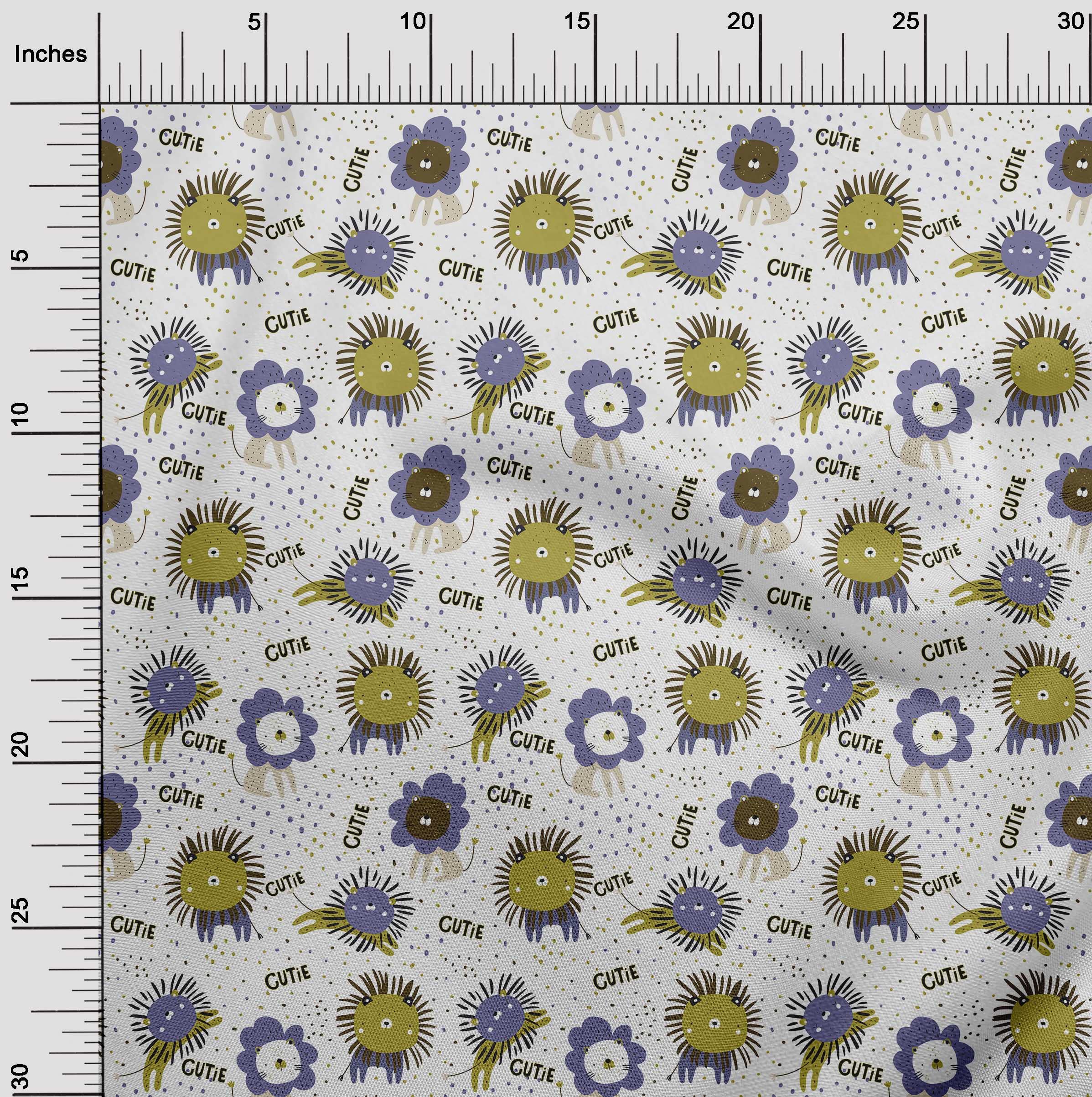 Premium Cotton Cambric Lime Green Fabric for Kids - Cute Animal Print Quilting & Sewing Material by The Yard (56