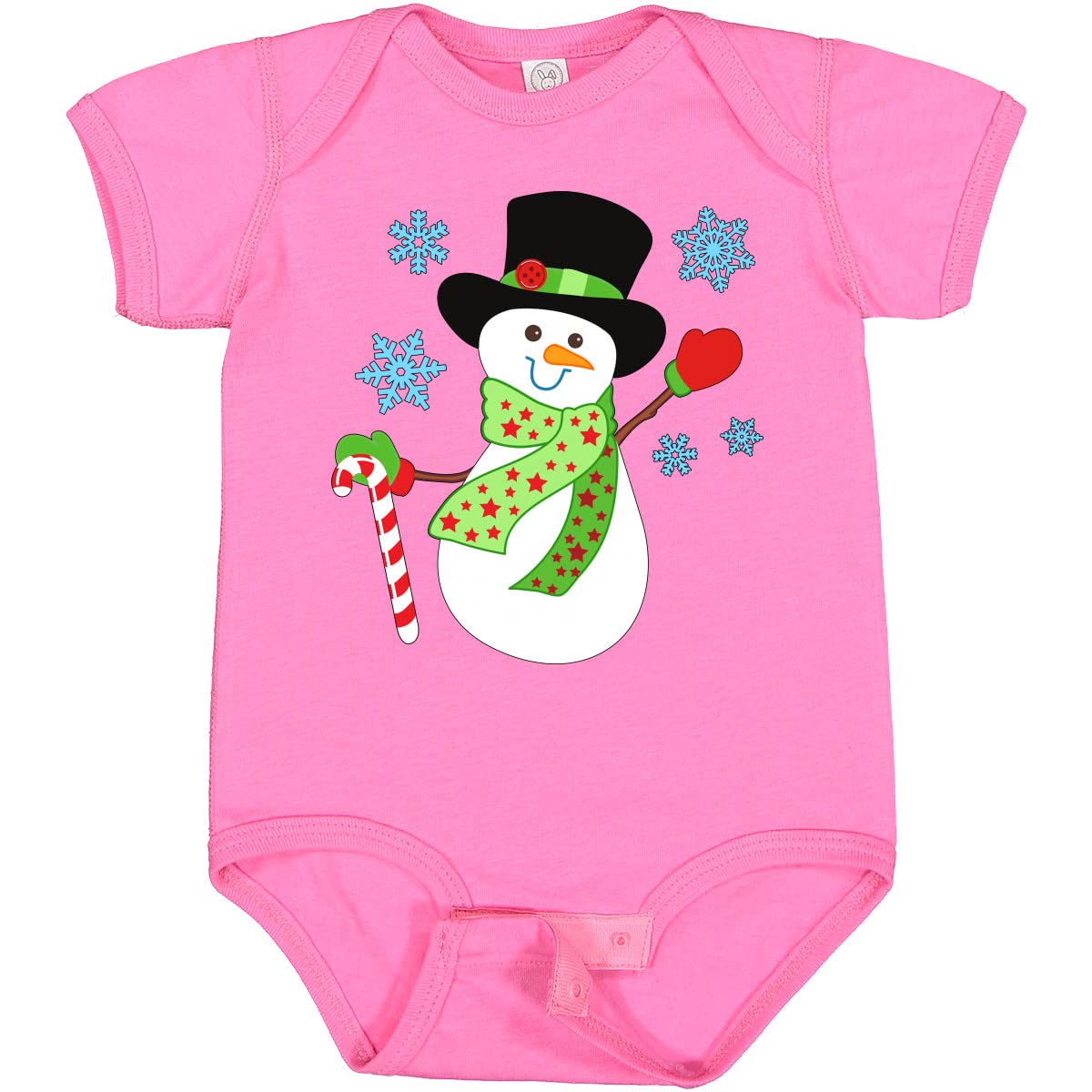 Inktastic Christmas Snowman in Top Hat with Candy Cane Baby Bodysuit - Cute Holiday Outfit for Infants & Toddlers - Perfect for Family Photos, Christmas Parties & Festive Celebrations
