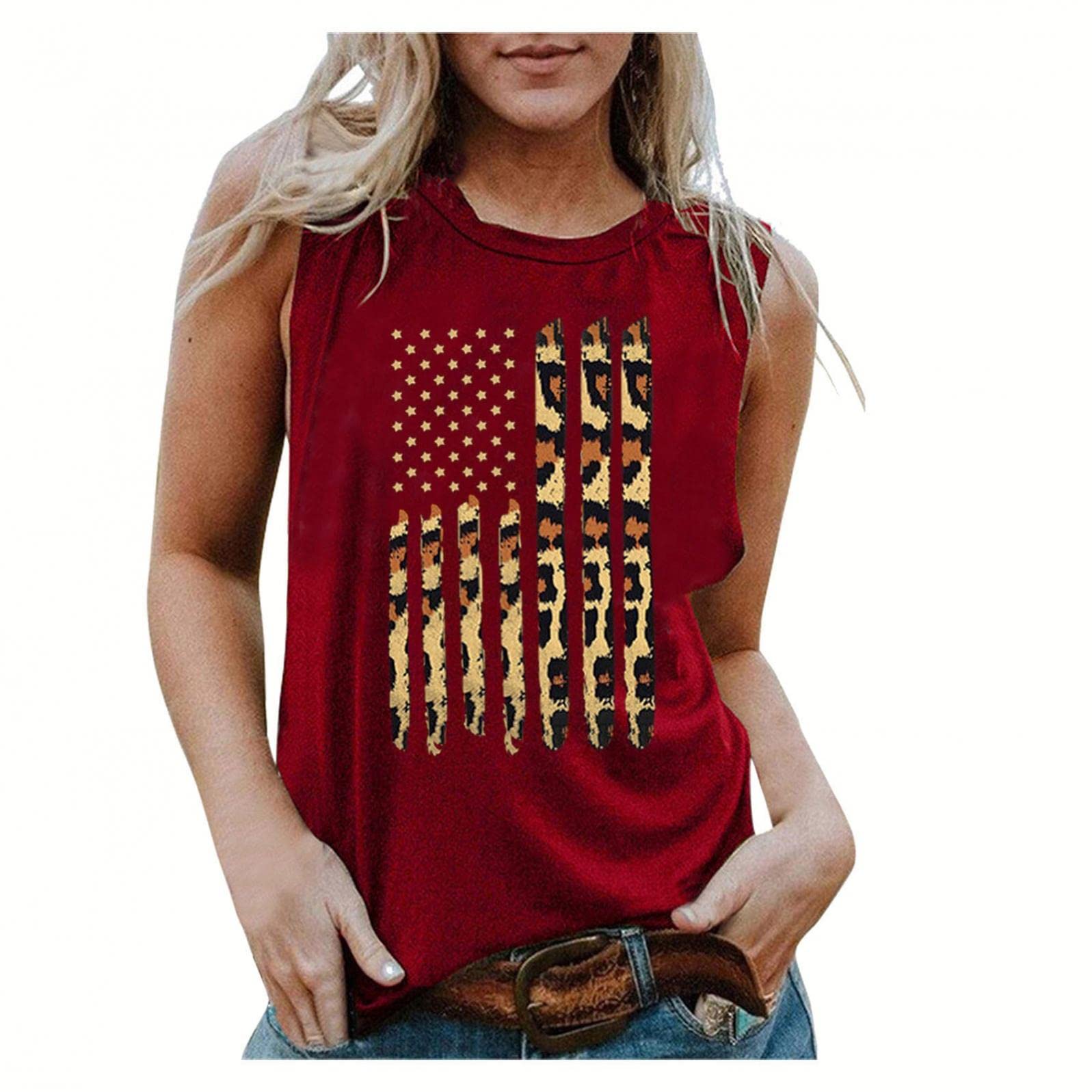 Women's Summer Tank Tops with American Flag Graphic - Lightweight Casual Sleeveless Shirts for Women | Perfect for 4th of July, Beach Outings & Patriotic Events