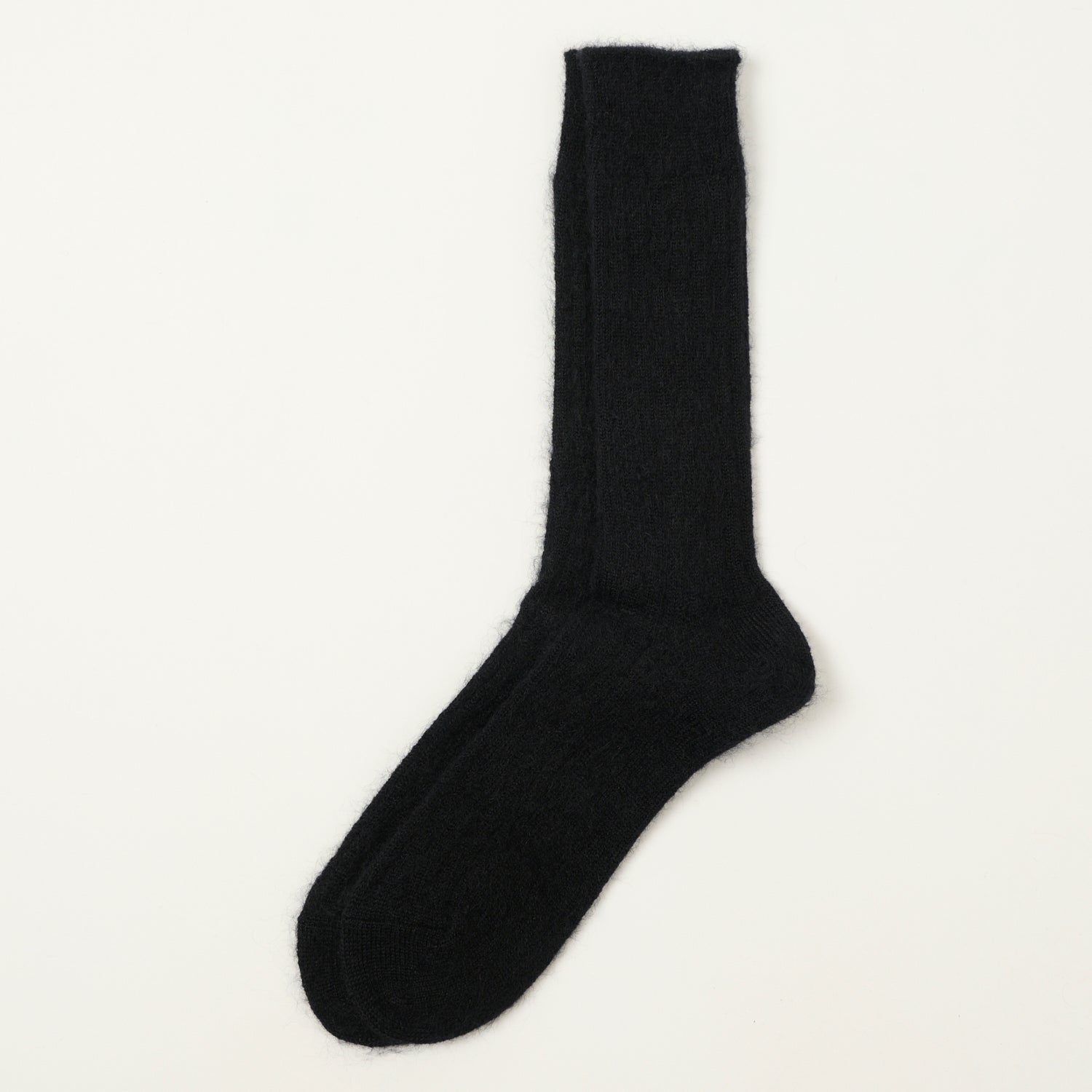 Anonymous Ism Mohair Rib Crew Socks - Black | Soft Wool Blend Winter Socks for Men & Women | Perfect for Cold Weather, Hiking & Casual Wear