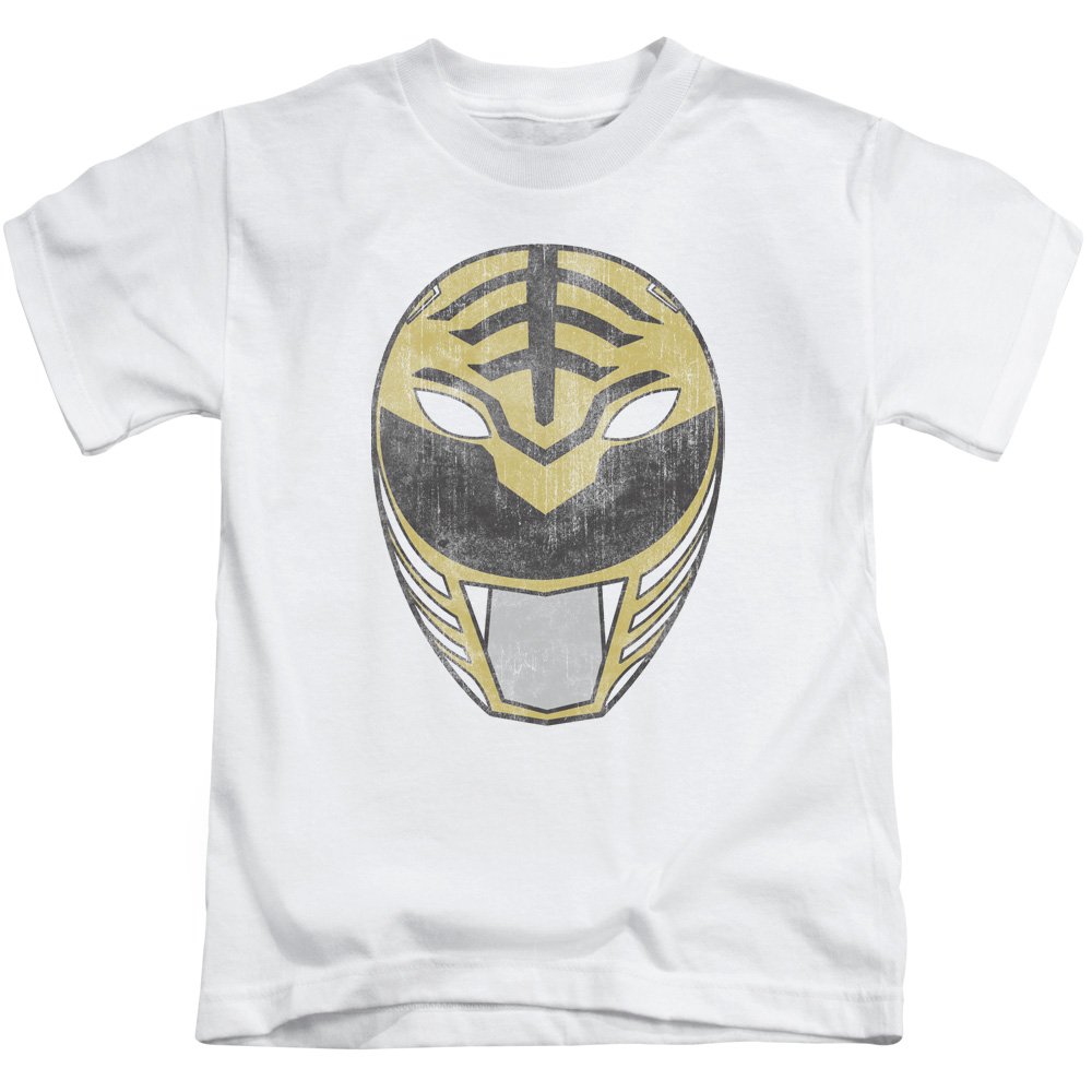 Power Rangers White Ranger Mask Unisex Youth T-Shirt for Kids - Cool Superhero Costume & Casual Wear for Boys and Girls
