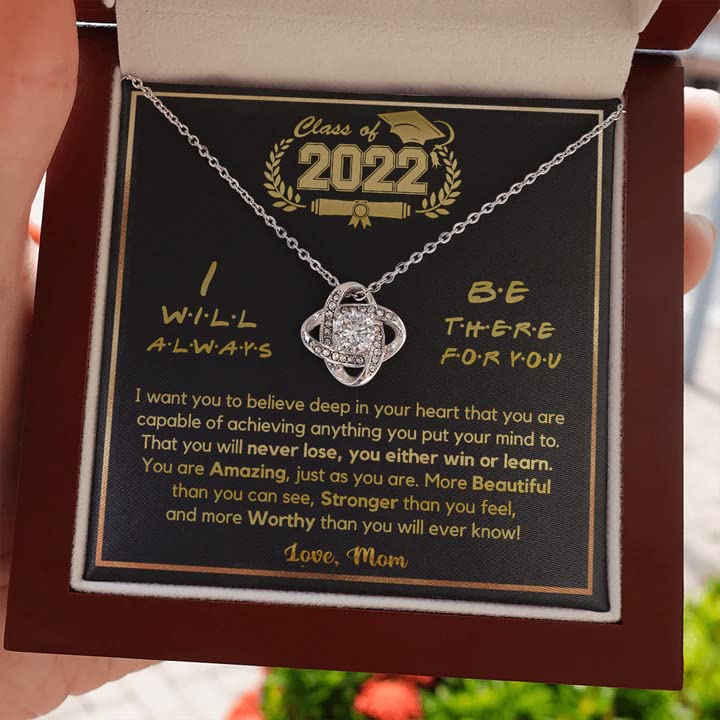 Graduation Gifts for Women - Sterling Silver Knot Love Necklace for College & High School Graduates | Perfect Gift for Daughter, Sister, Best Friend | Graduation Party, Commencement Ceremony, Achievement Celebration