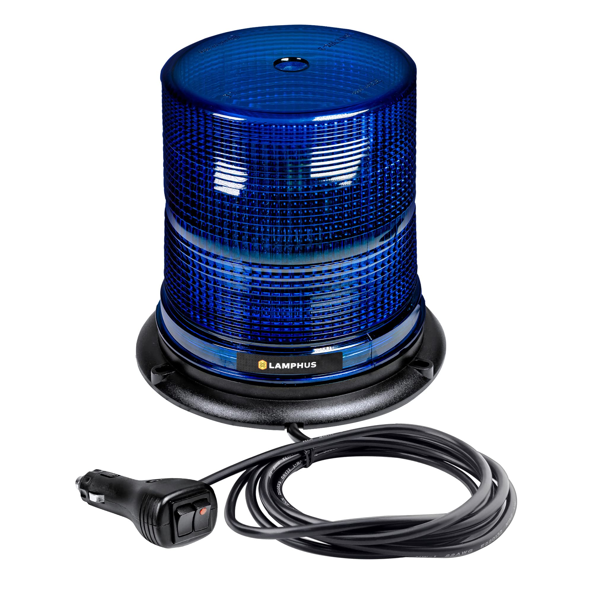 12V-24V 12W Blue LED Beacon Strobe Light - SAE Class 1 Warning Light with Magnetic & Permanent Mount Options | High Dome Round Rooftop Emergency Flashing Light for Trucks, Vehicles, Cars & Autos | Ideal for Roadside Emergencies, Construction Zones & Fleet Safety