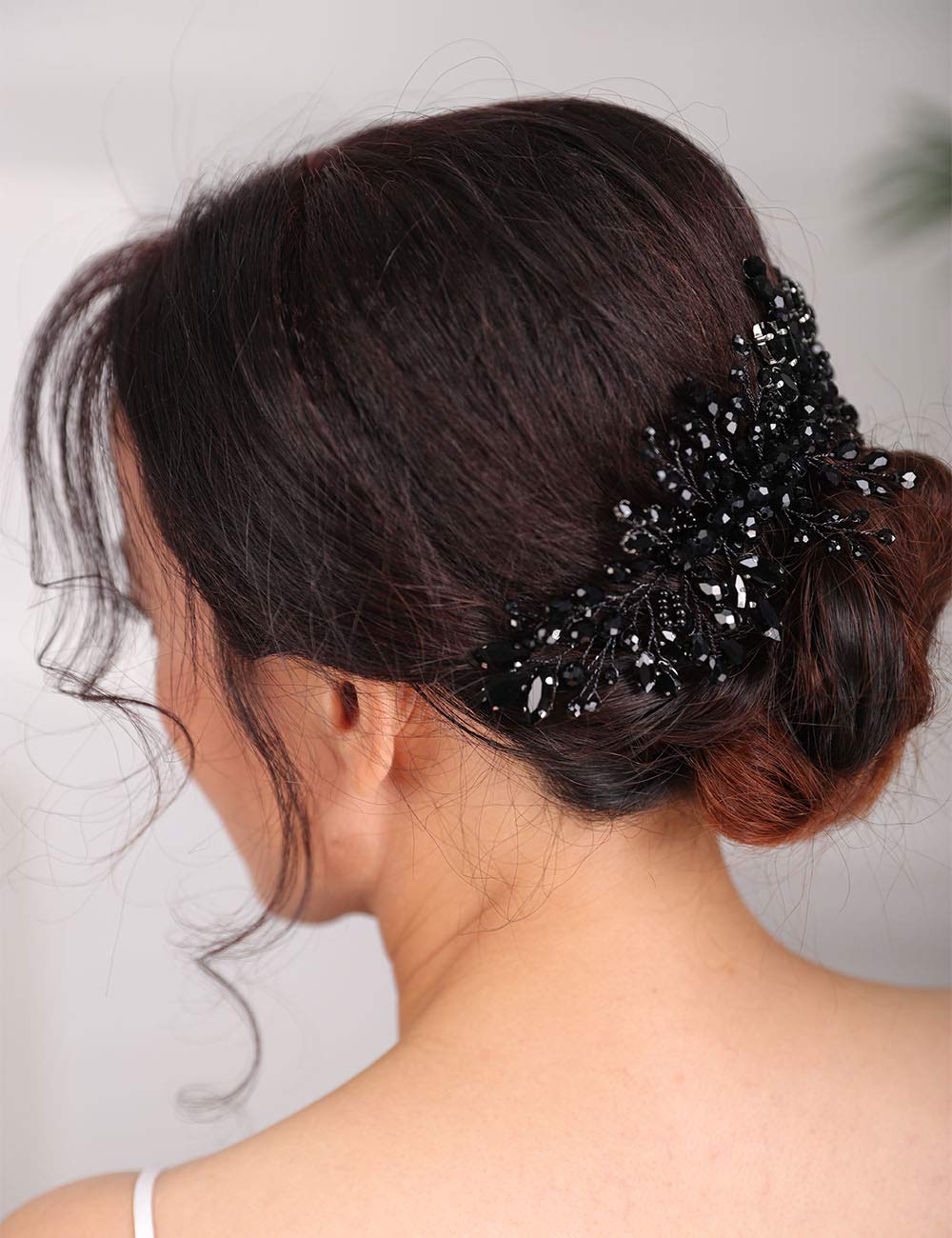 Sparkly Crystal Rhinestone Black Bridal Hair Comb - Elegant Wedding Headpiece Crown for Brides | Perfect for Weddings, Prom, and Formal Events