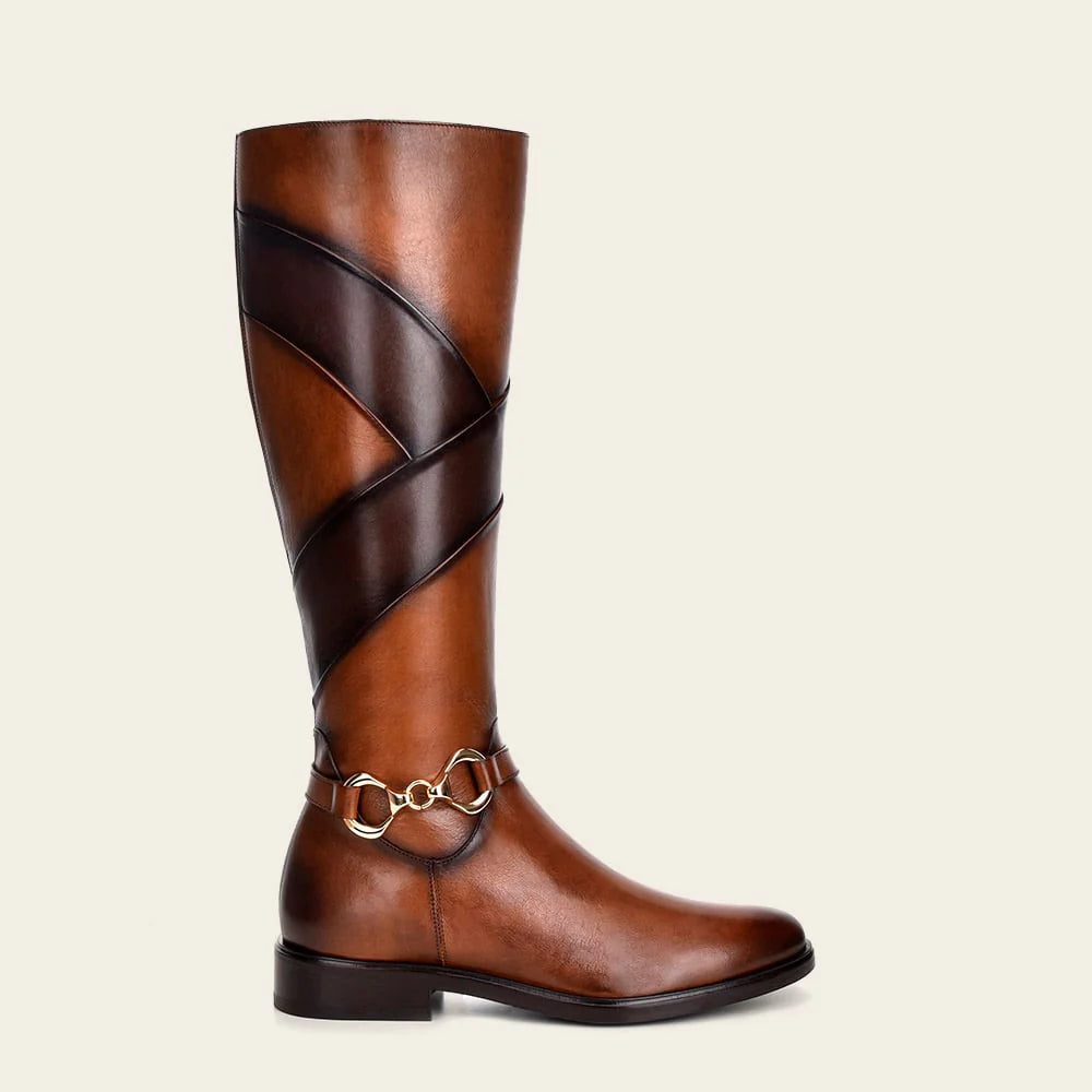 Franco Cuadra Women's Honey Casual Leather Riding Boots - Stylish & Comfortable for Everyday Wear, Horseback Riding & Fall Fashion