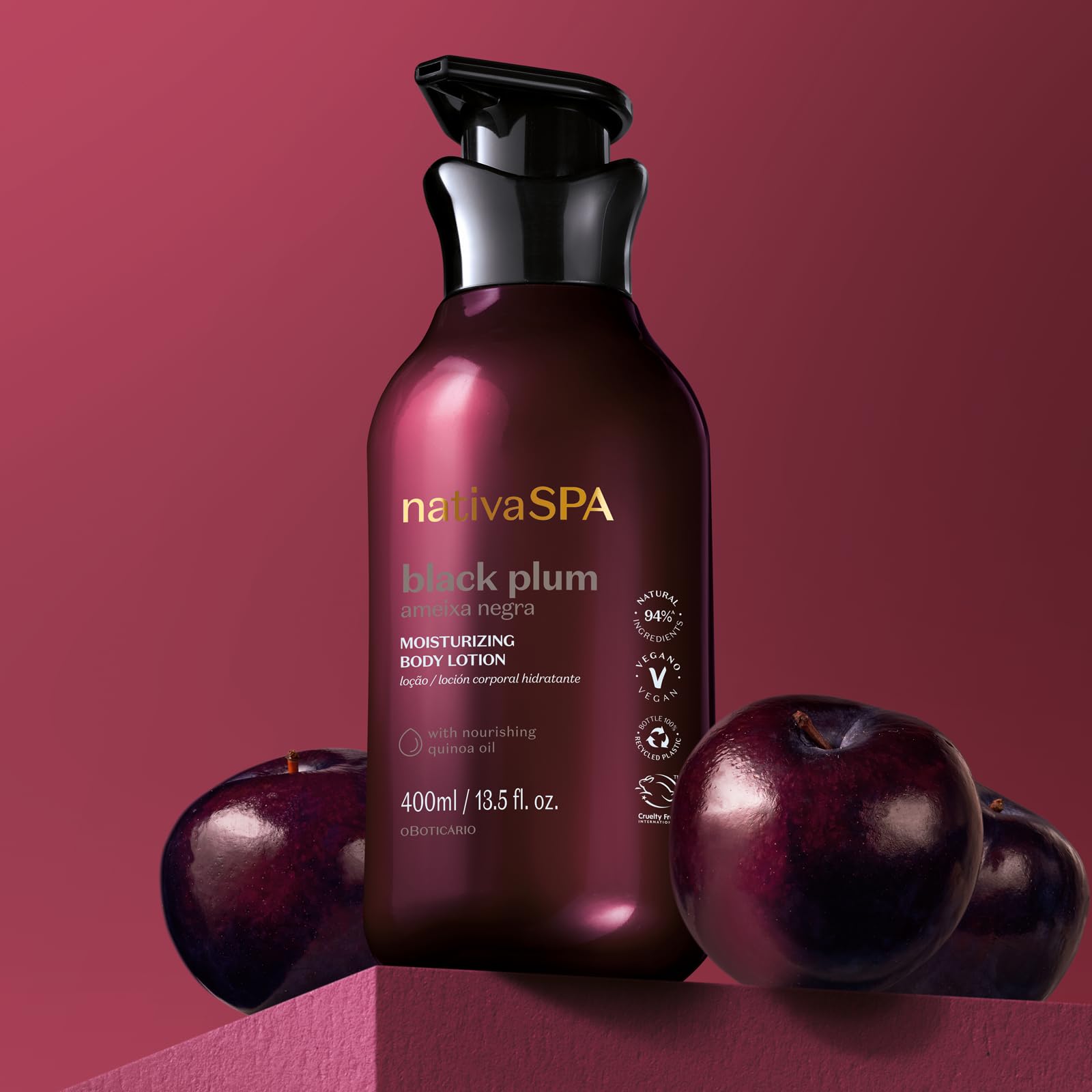 Nativa SPA by O Boticário Black Plum Moisturizing Body Lotion - 13.5 oz | Long-Lasting Hydration, Lightweight & Fragranced | Perfect for Dry Skin Care & Daily Moisturizing Routine