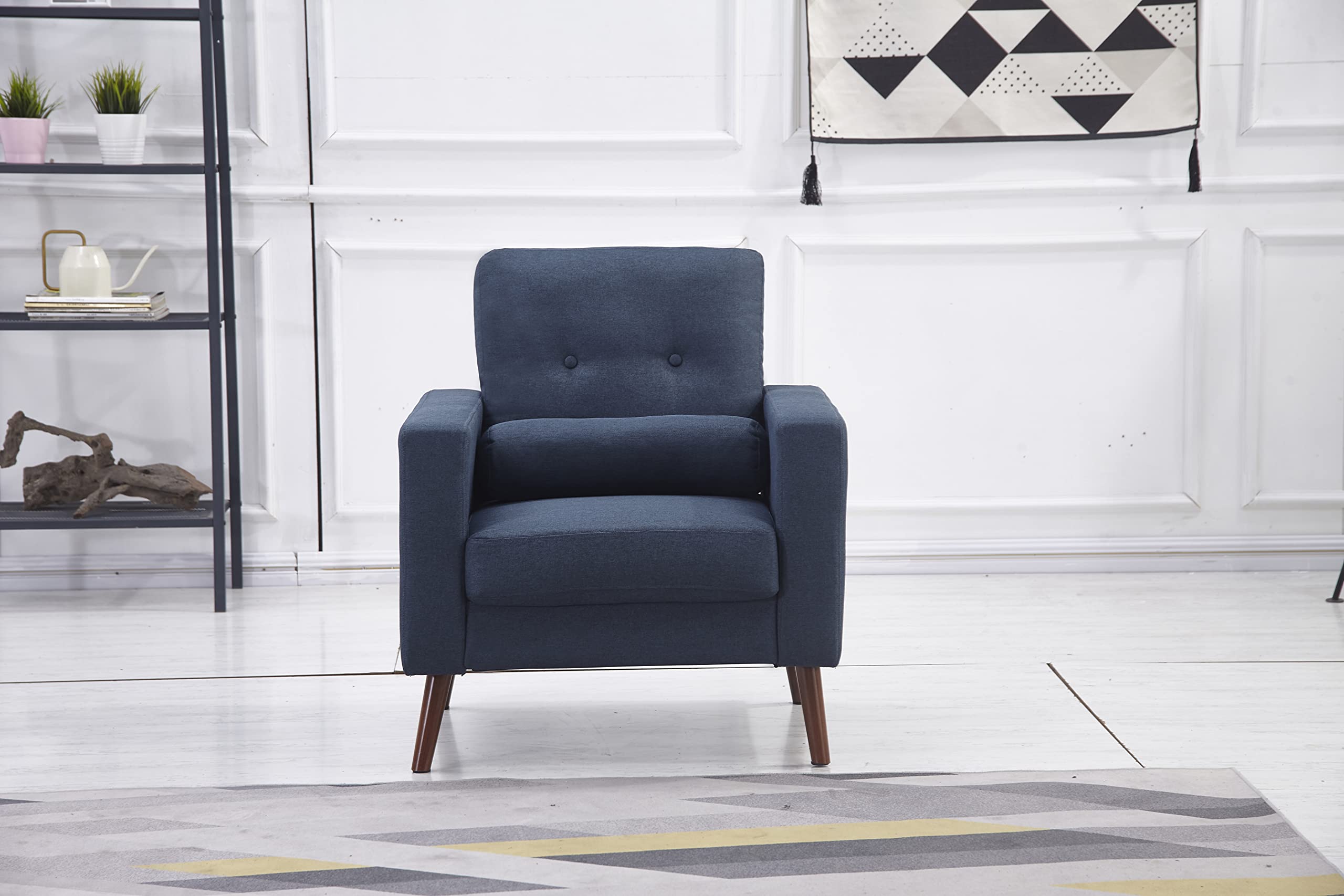 Mid Century Modern Loveseat Sofa - Button Tufted Upholstered Love Seat Couch for Living Room, Bedroom & Office - Blue Velvet Small Sofa Chair - Perfect for Small Spaces, Apartments and Cozy Home Decor