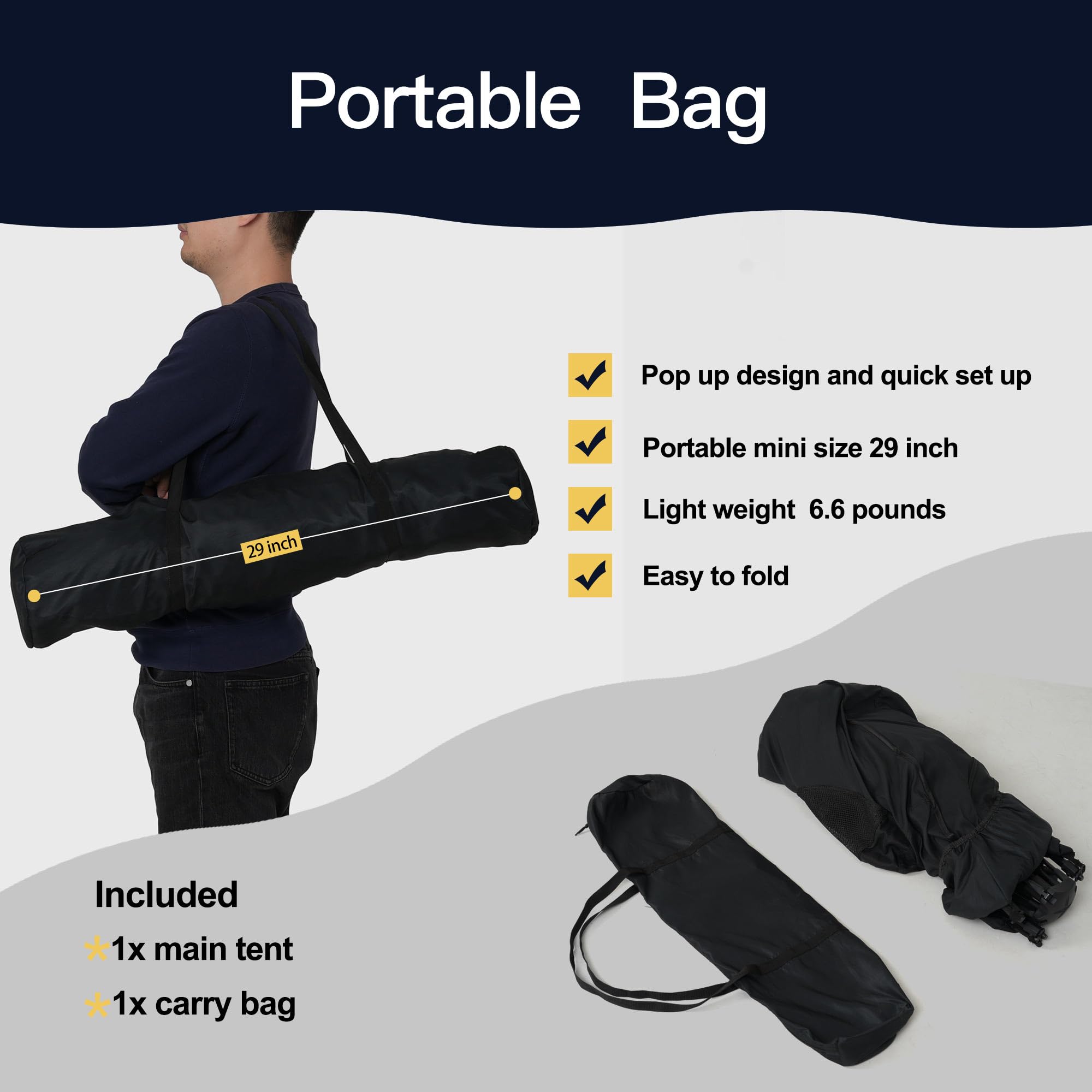 Porayhut Baby Blackout Sleep Tent - 95% Light Blocking Travel Crib Cover for Pack and Play, Portable Sleeping Pod with Breathable Mesh Windows, Monitor & Fan Pockets - Perfect for Toddlers, Kids, Travel, Camping & Nursery Use