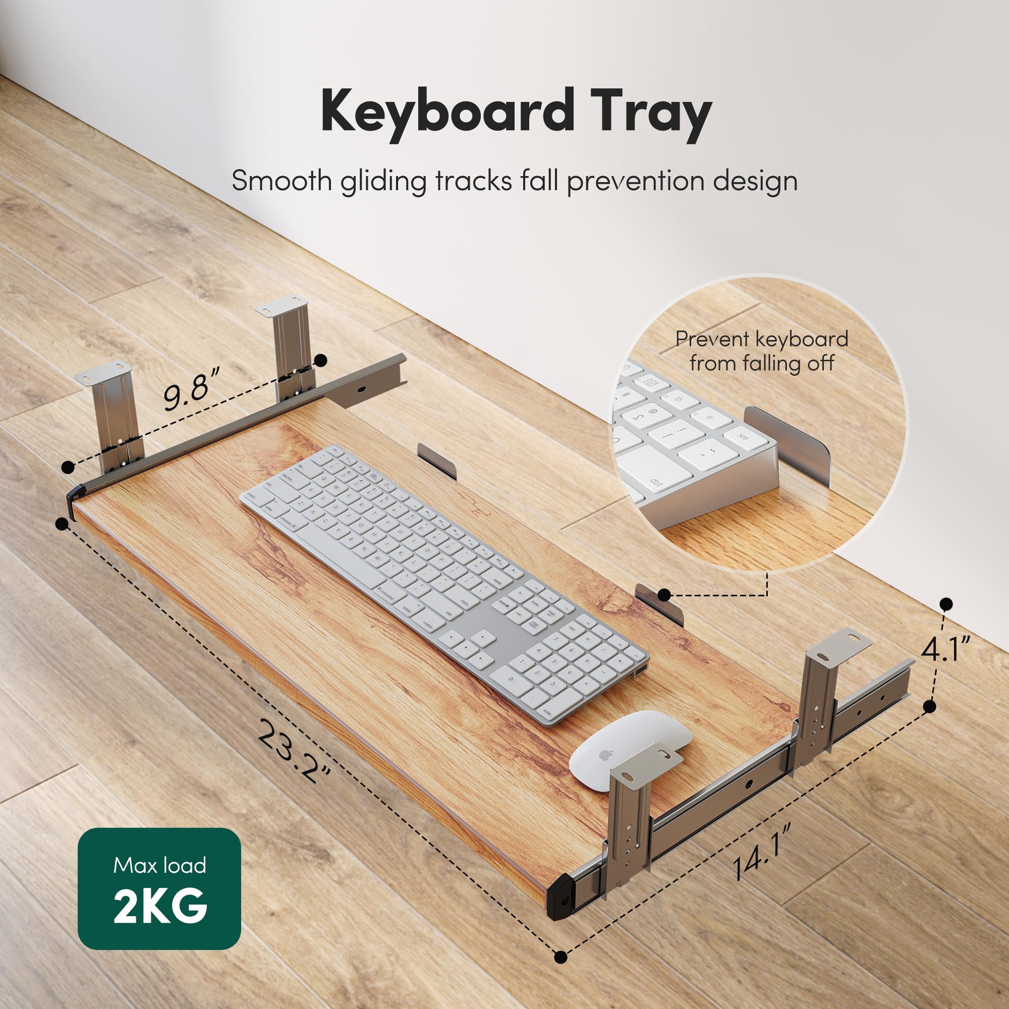 FEZIBO 40 × 24 Inches Electric Height Adjustable Standing Desk with Keyboard Tray - Sit Stand Office Desk for Home & Workspace, Light Rustic Finish - Perfect for Remote Work, Gaming & Ergonomic Computing Setup