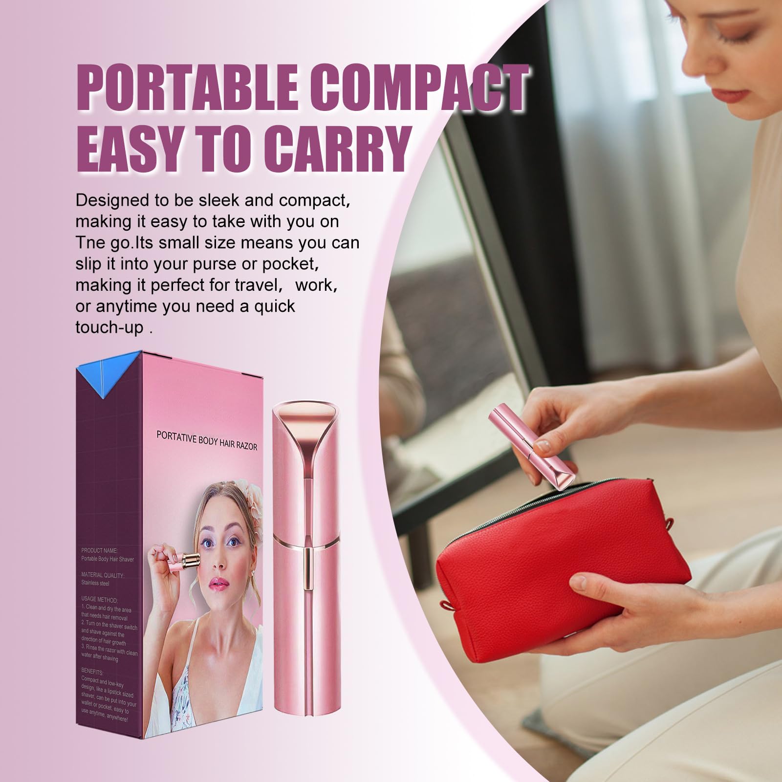 Electric Facial Hair Remover for Women - Painless Hair Removal Razor in White & Rose Gold | Smooth Skin for Makeup, Date Night & Daily Beauty Routine