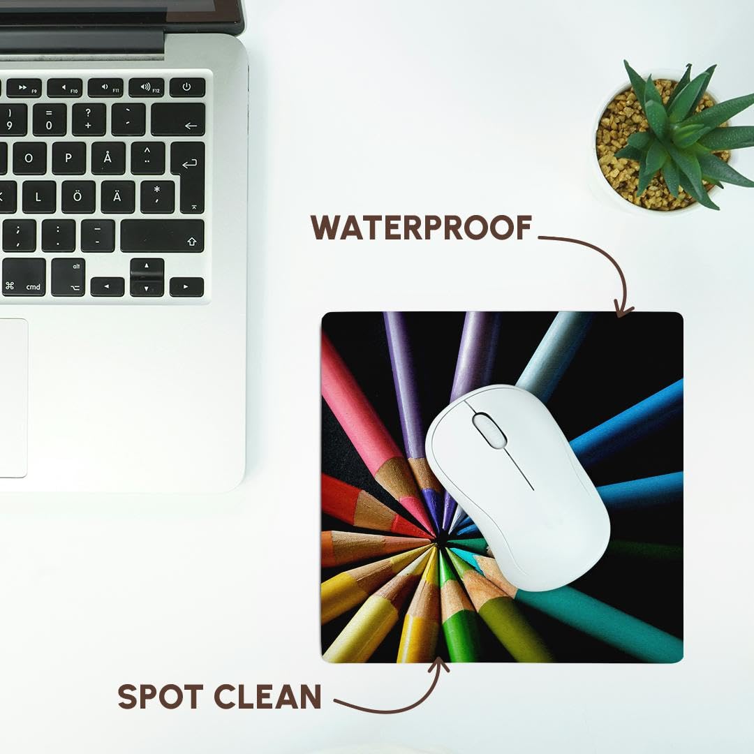 3D Rose 8x8 Inch Mouse Pad with Color Wheel Pencil Design - Non-Slip Rubber Base for Computer, Gaming & Office Use (mp_20536_1)