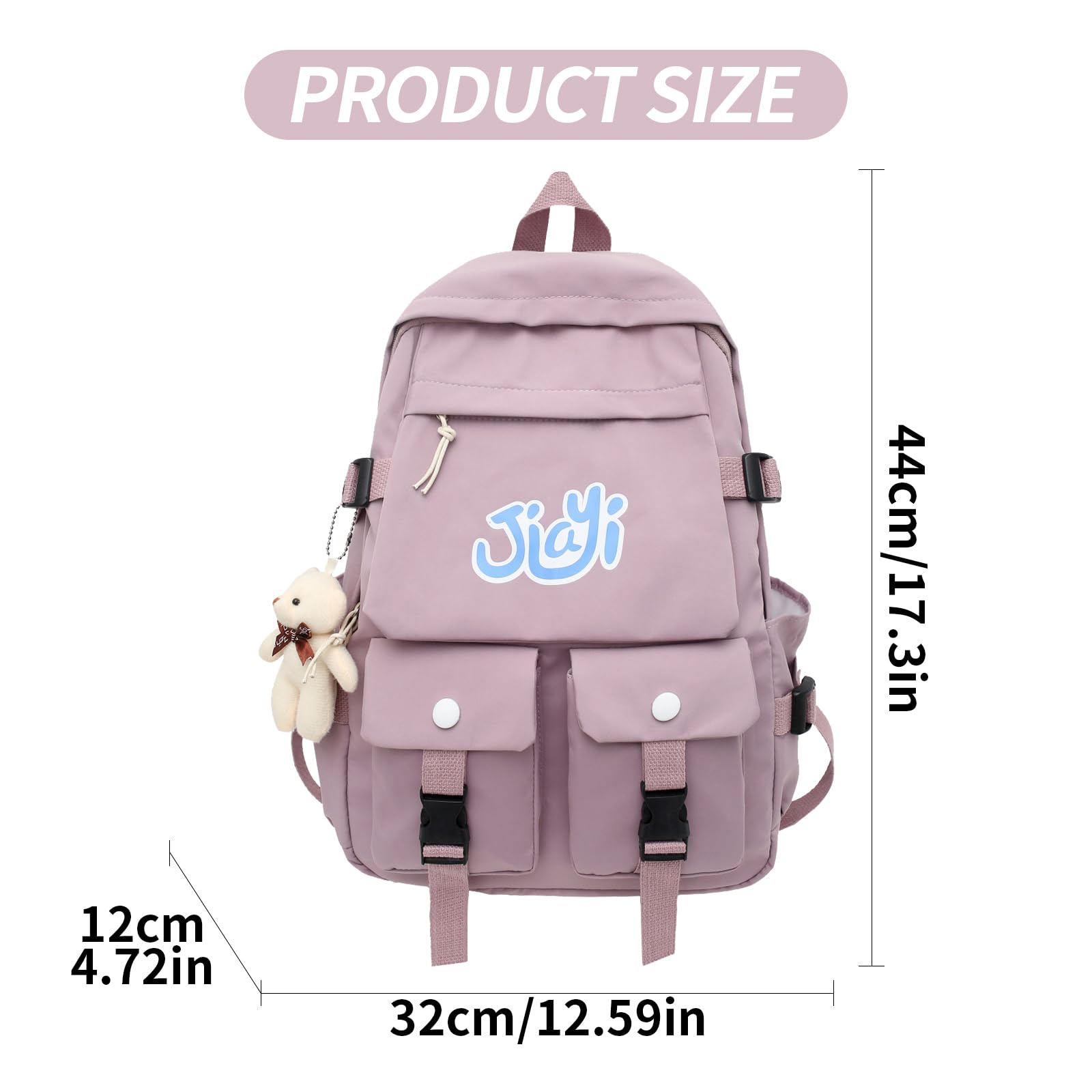 Cute Aesthetic Backpack for Girls - Kawaii School Backpack with Pins & Accessories, Stylish Travel Rucksack for Teen Girls | Perfect for School, College & Everyday Use