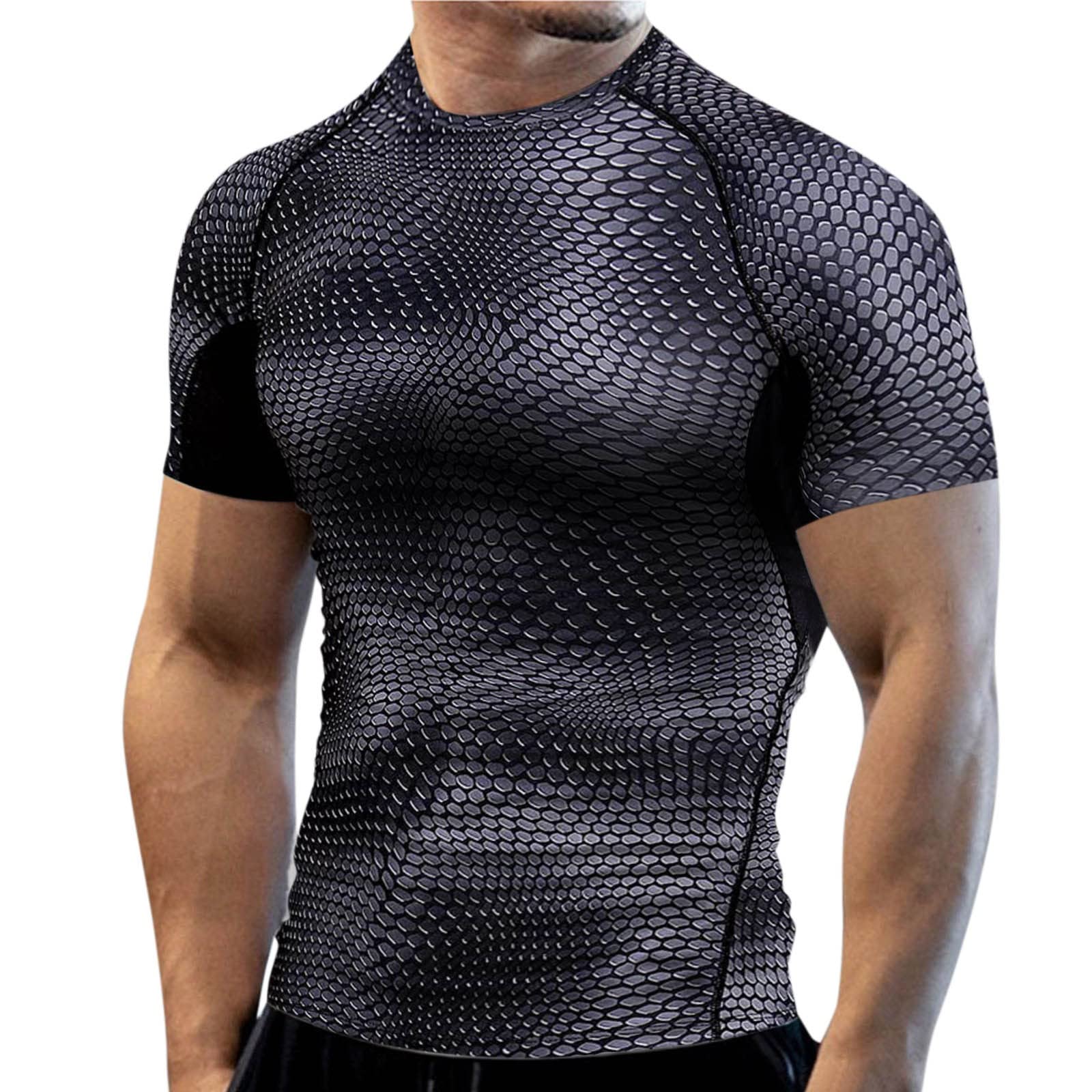 Men's Compression Shirts Quick Dry Short Sleeve Workout T-Shirt - Moisture Wicking Athletic Gym Tee with Soft Stretch Fabric for Running, Training & Fitness Activities