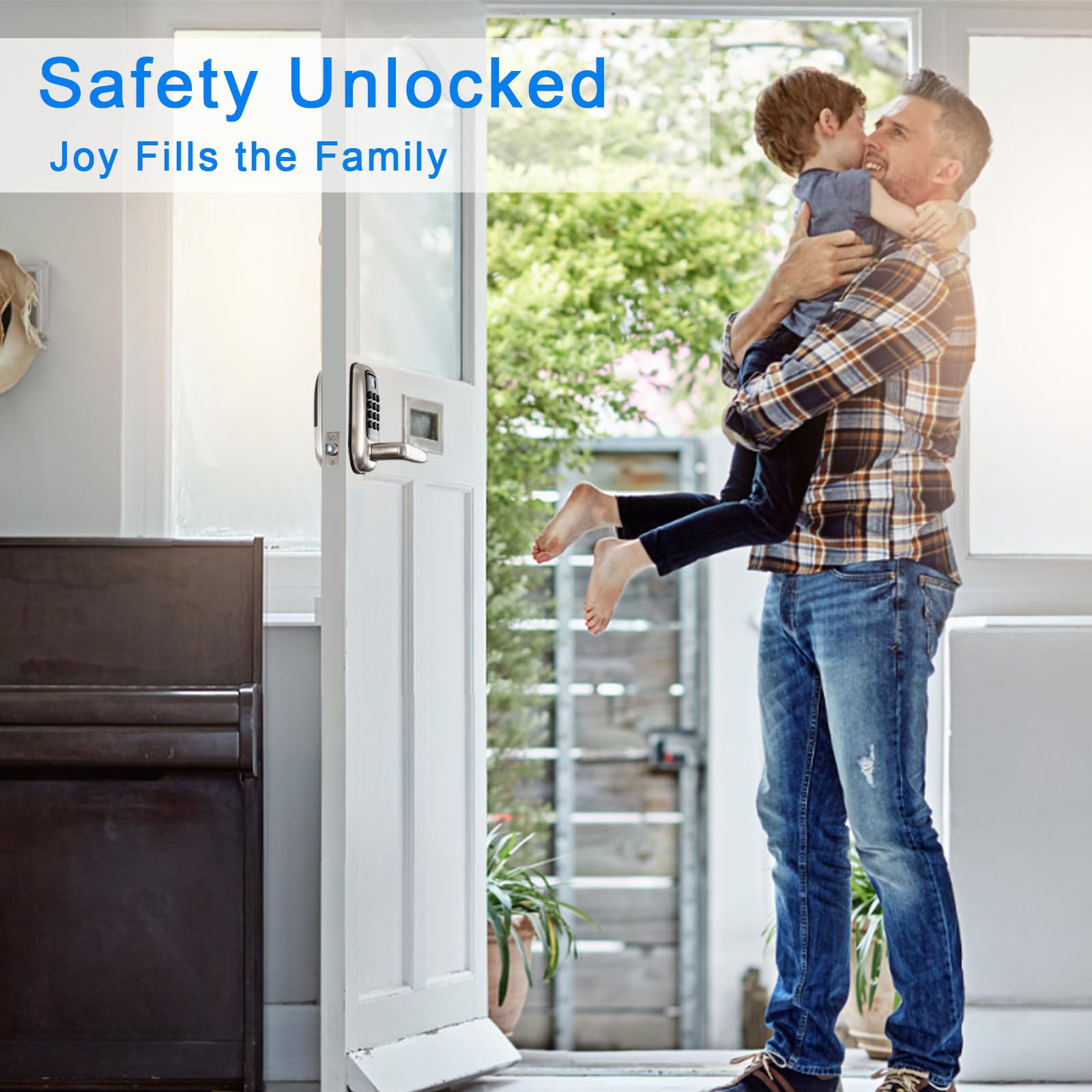 Smart Keyless Entry Door Lock - Electronic Fingerprint & App Control with Handle - Secure Your Home, Office, or Vacation Rental