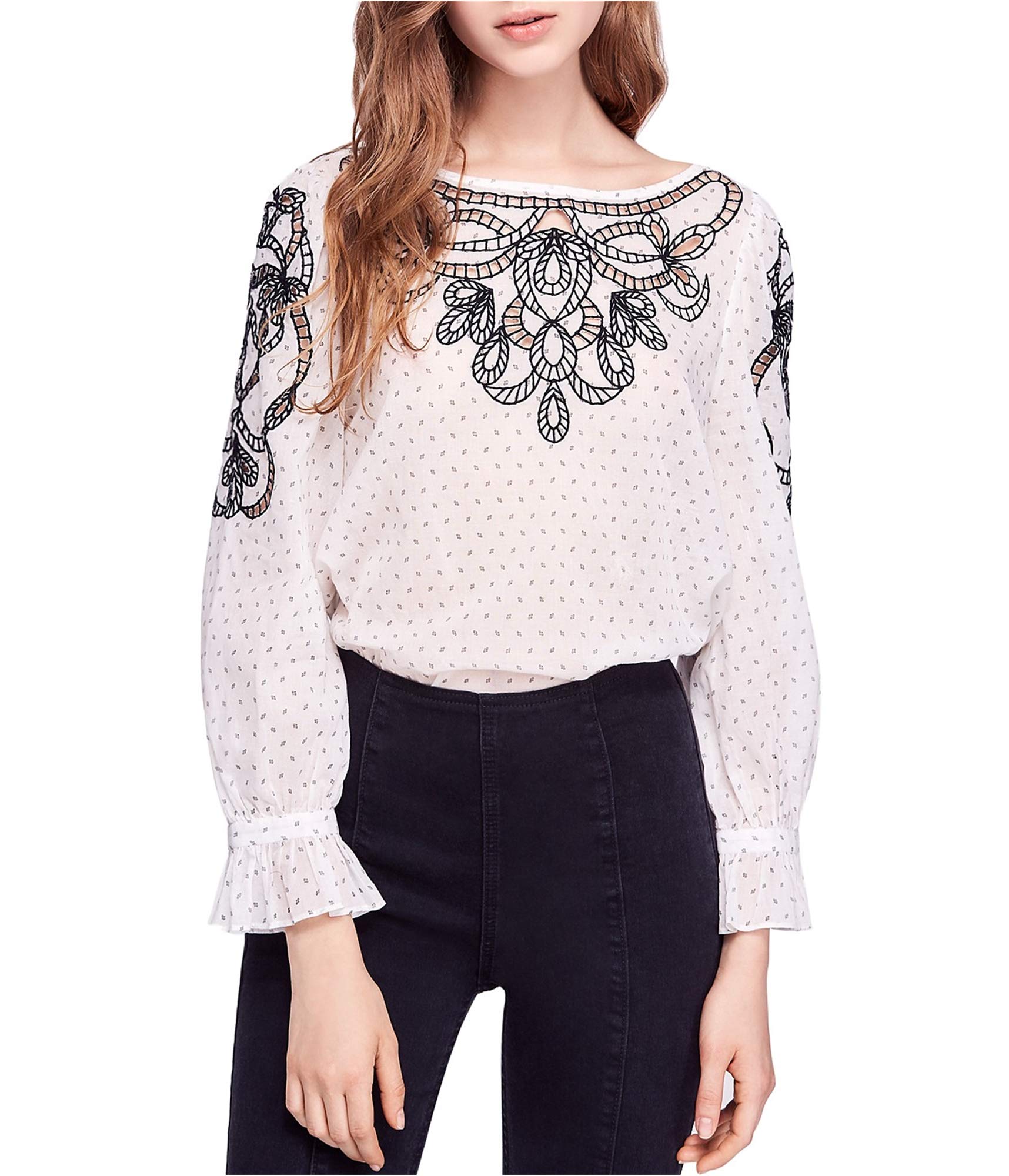 Free People Everything I Know Blouse - Ivory Combo | Boho Chic Women's Top | Perfect for Casual Outings, Date Nights & Summer Festivals