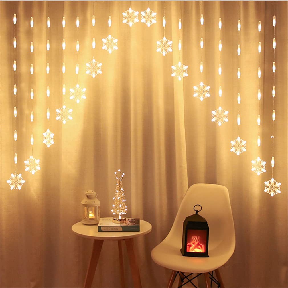 9.8ft LED Snowflake Icicle String Lights - Color Changing Fairy Lights for Christmas, Outdoor Decor, Home, Wedding & Party (Warm White, USB Powered) | Perfect for Holiday Decorations, Bedroom Ambiance & Garden Lighting
