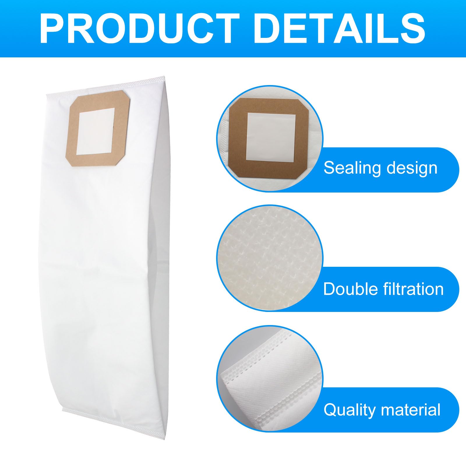 5-Pack Central Vacuum Filter Bags Compatible with Vacuflo Maxum 5/7/9 & DB5000-DB9000 Series - High Efficiency Dust Collection for Whole-House Cleaning Systems (Ideal for Pet Hair, Allergen Removal & Deep Cleaning)