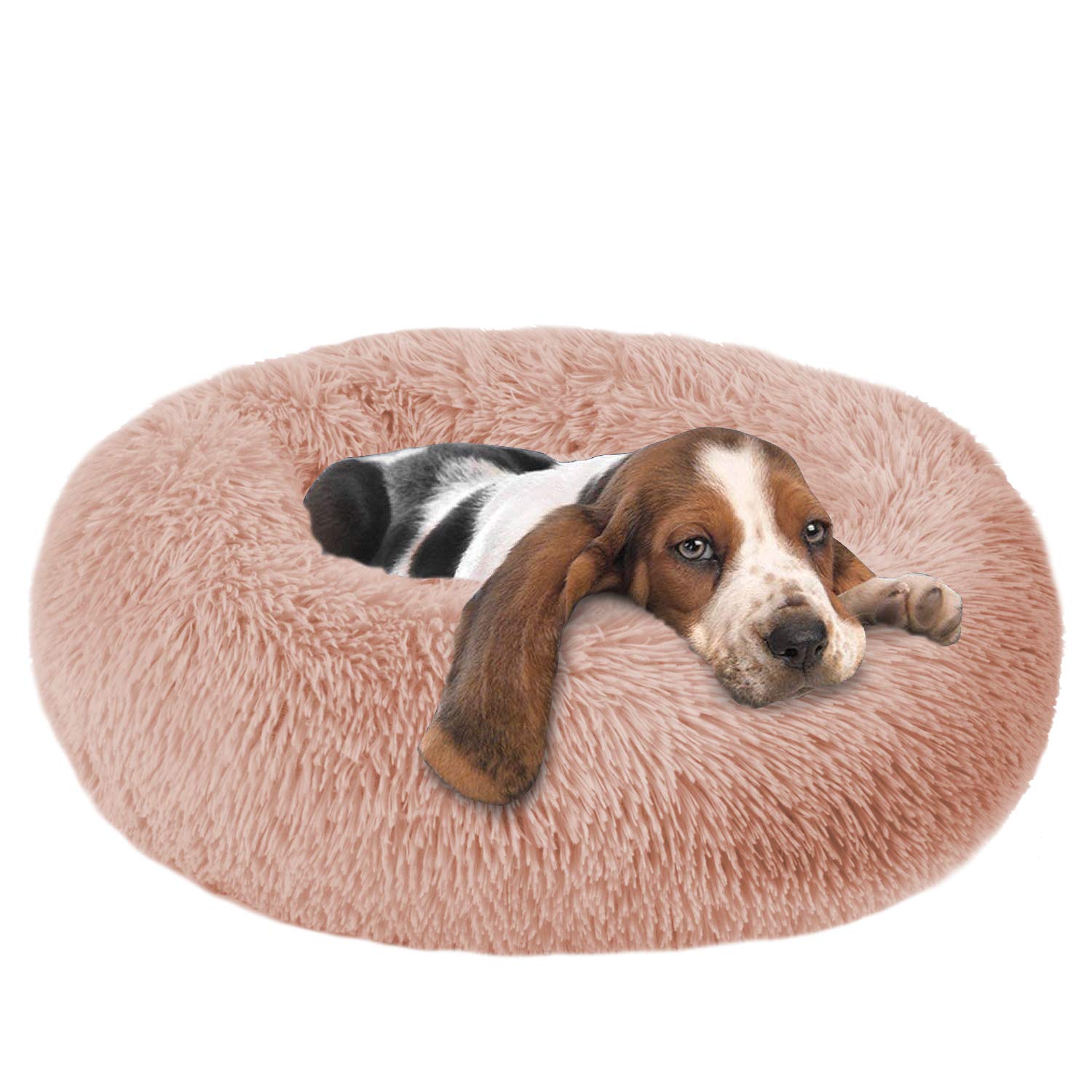 OQQ Round Dog Bed - Washable & Comfortable Pet Bed for Cats & Medium Dogs - Cozy Cuddler for Home, Office, or Travel