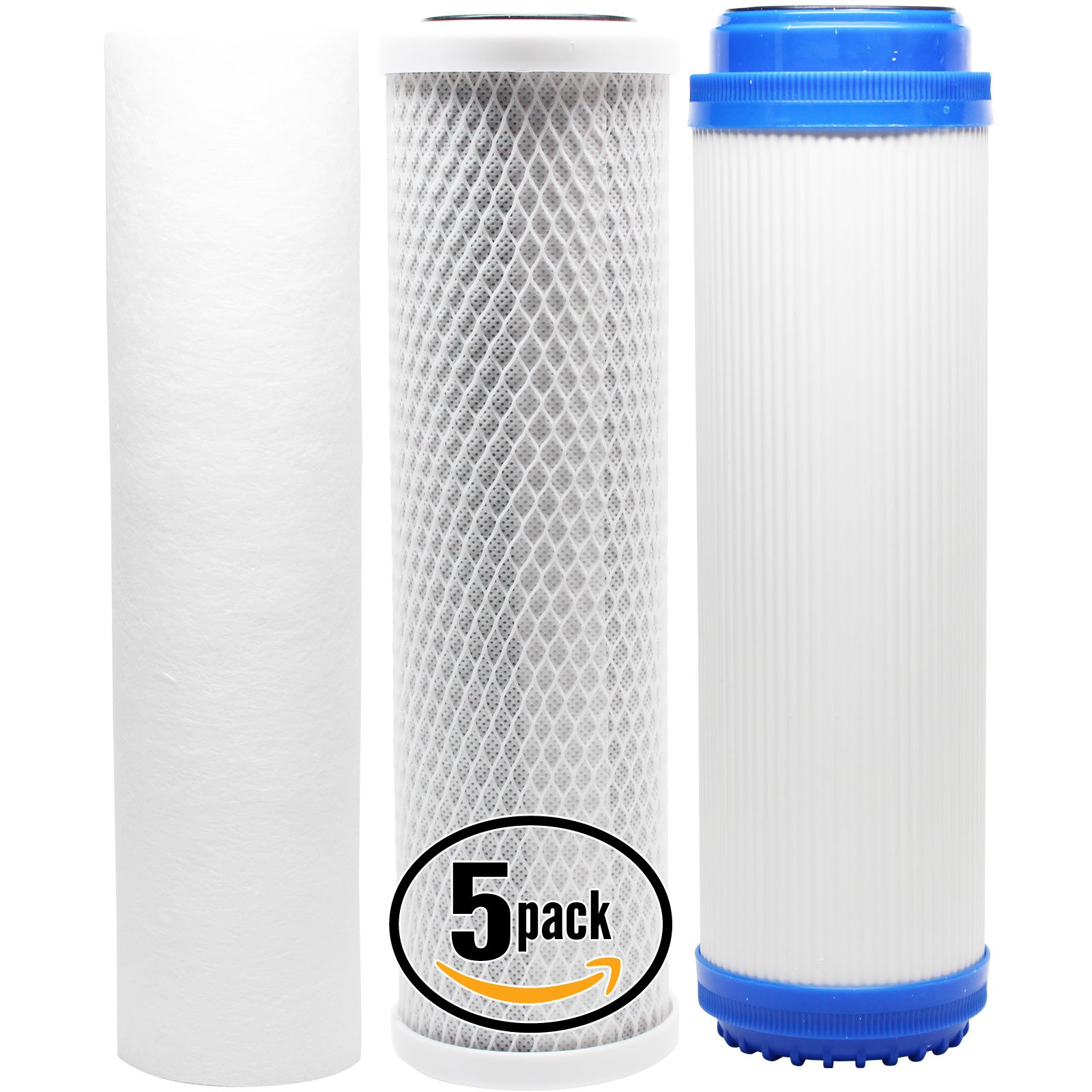 5-Pack Replacement Filter Kit for MaxWater 101044 RO System - Carbon Block, PP Sediment & GAC Filters - Denali Pure Brand - Perfect for Home Water Filtration & Purification