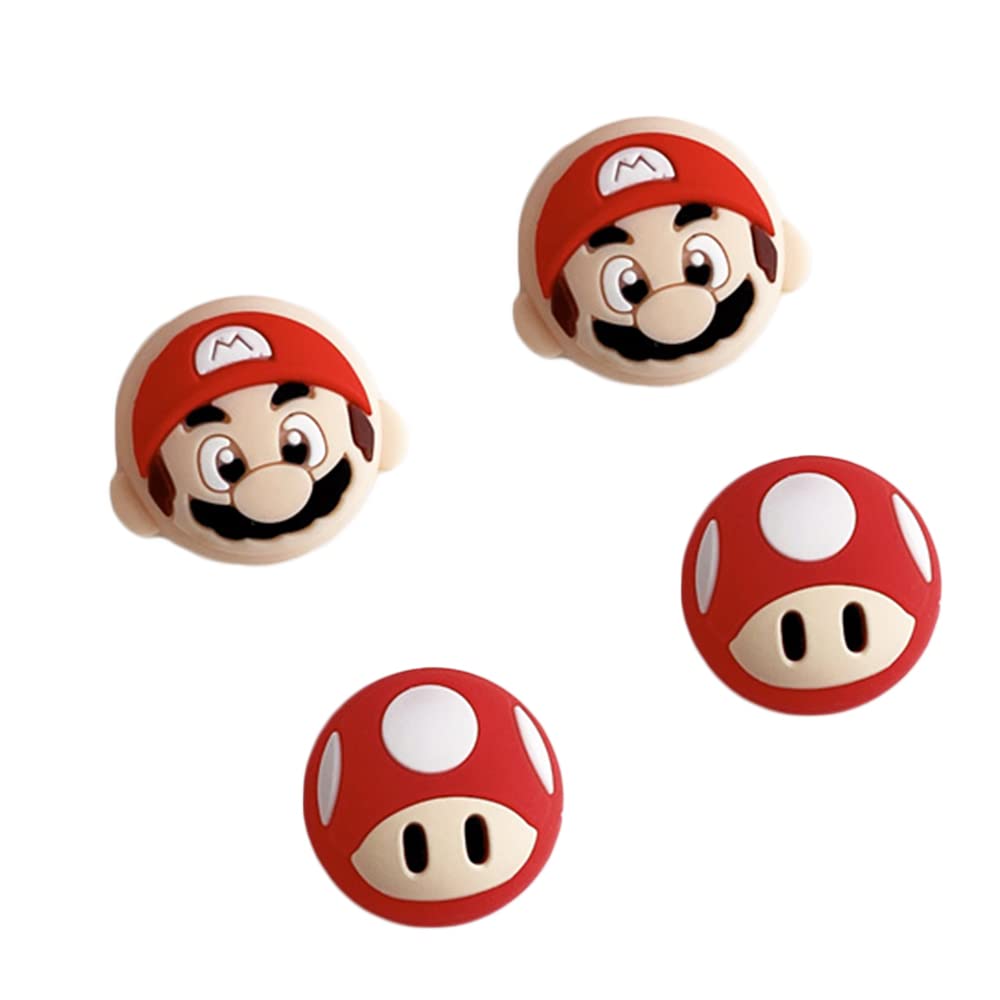 Viwind Soft Silicone Thumb Grip Caps for Nintendo Switch/OLED/Switch Lite - 3D Cute Mario Joy-Con Joystick Cover - Enhance Gaming Comfort for Long Play Sessions