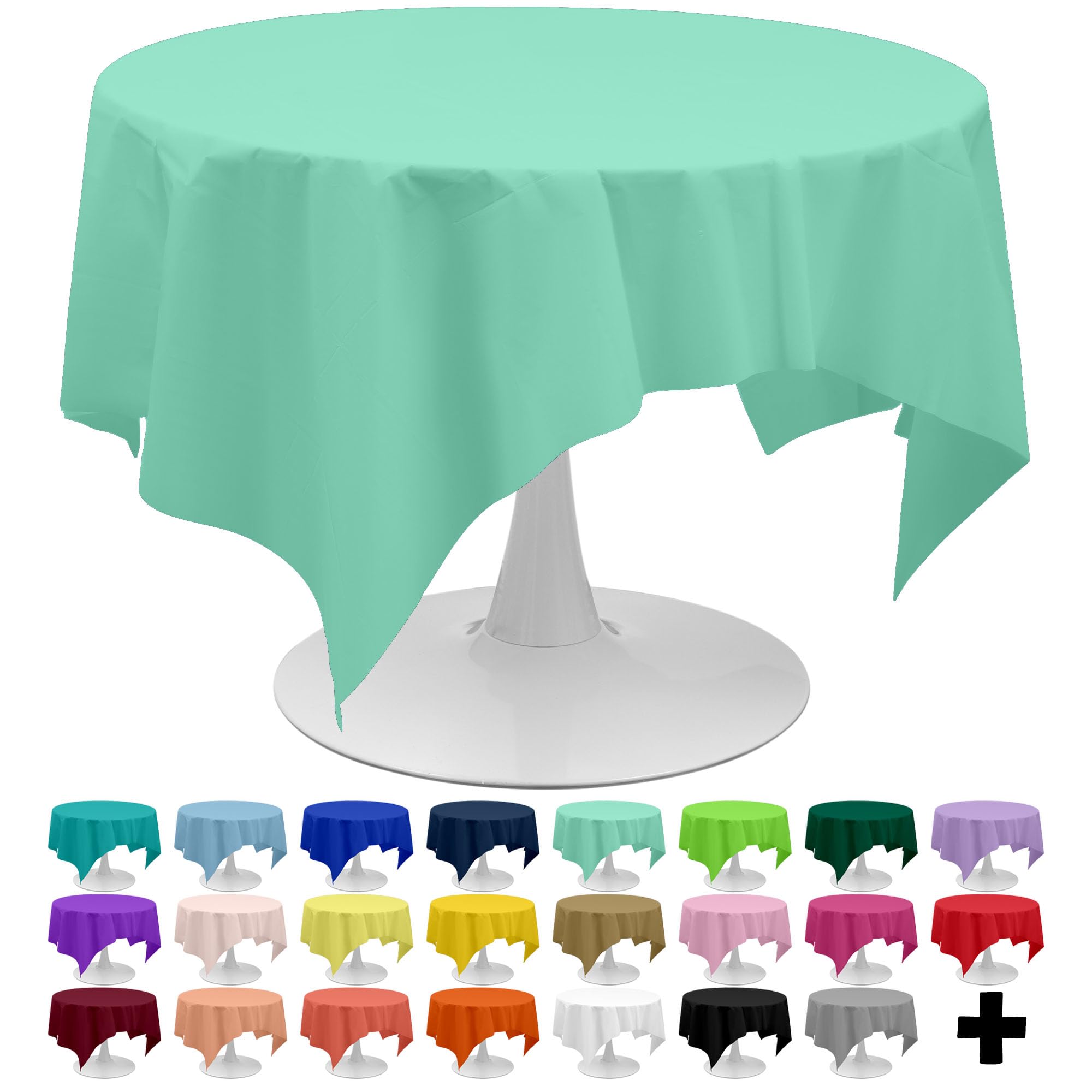 Premium 84-Inch Disposable Plastic Tablecloths 3-Pack - Fresh Mint Decorative Round Table Covers for Dining, Kitchen, Party & Outdoor Events