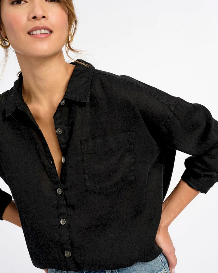 Becka Shirt for Women - Classic Black Button Down Blouse | Perfect for Office Wear, Business Casual & Everyday Outfits