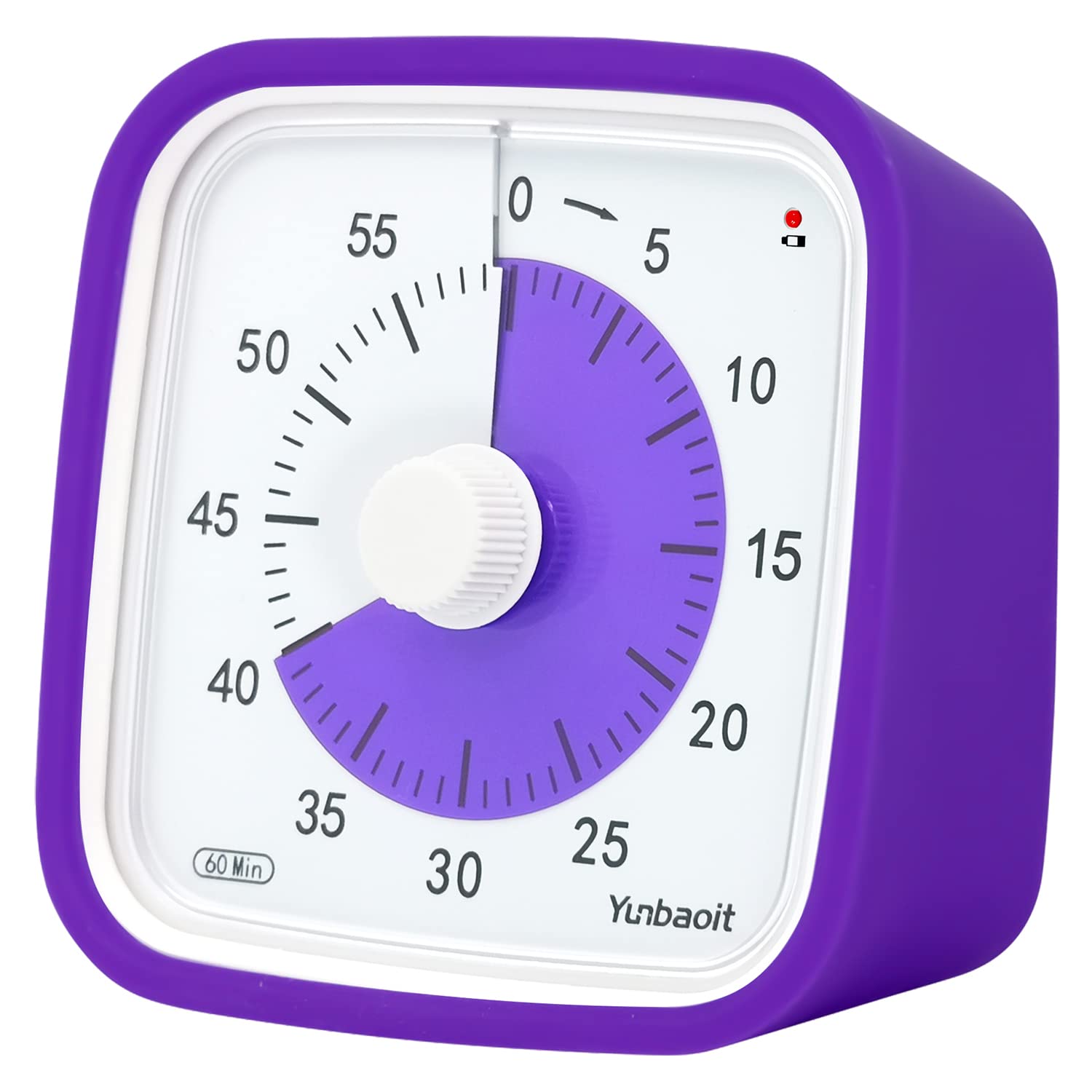Upgraded 60 Minute Visual Timer with Protective Case - Silent Countdown Clock for Kids & Adults - Time Management Tool for Classroom, Study, Work & Home (Purple)