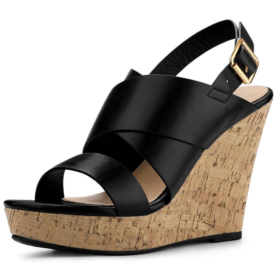 Allegra K Women's Wood Wedge Sandals with Platform - Comfortable Summer Casual Shoes for Beach, Vacation & Outdoor Walking