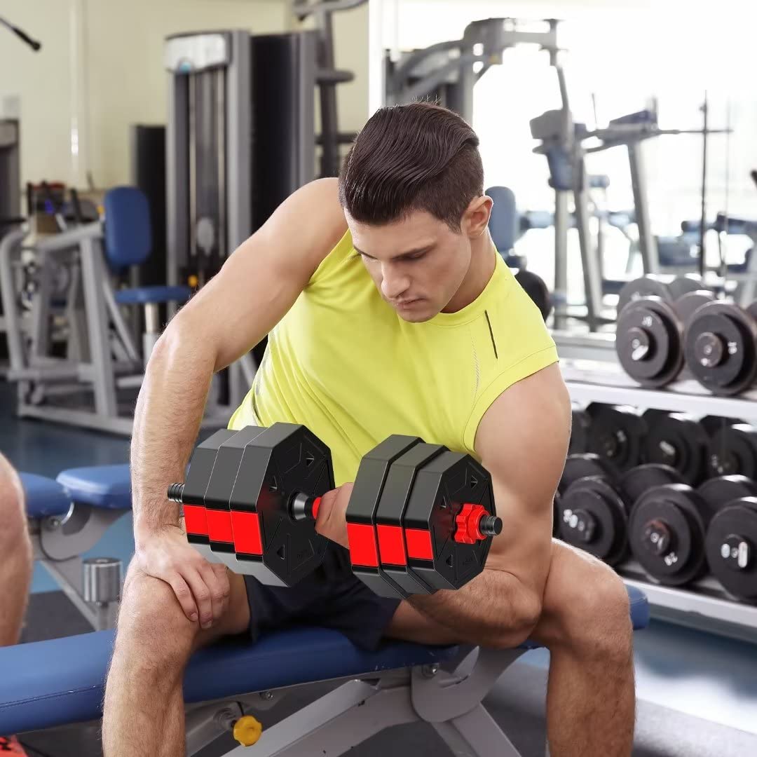 Adjustable Dumbbells Set 20 Lbs - Hexagon Non-Rolling Free Weights for Home Gym | Perfect for Strength Training, Workouts & Fitness Exercises
