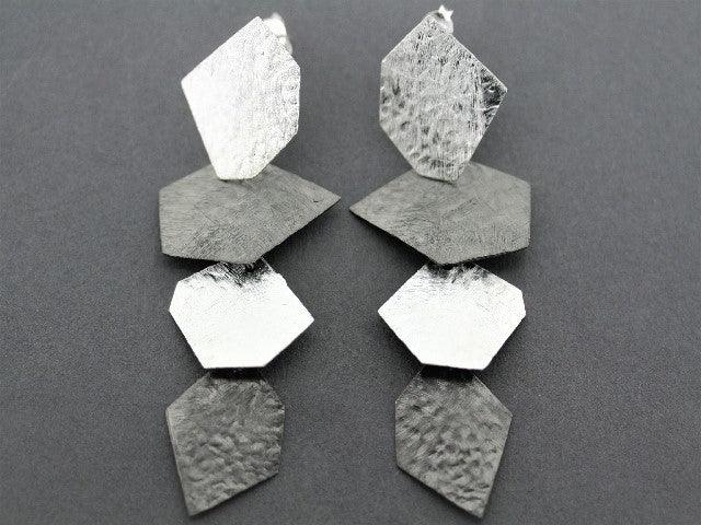 4-Piece Silver & Oxidized Shard Earrings Set – Boho Chic Jewelry for Women, Perfect for Parties, Weddings & Everyday Wear