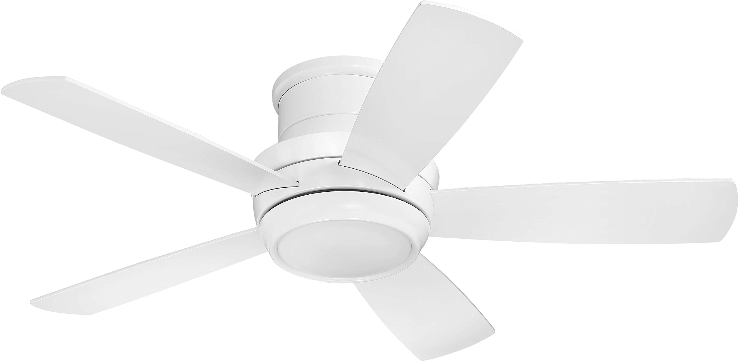 Craftmade 44 Inch White Flush Mount Ceiling Fan with LED Light & Remote Control - Energy Efficient Hugger Fan for Bedroom, Living Room & Office | TMPH44W5 Tempo Model
