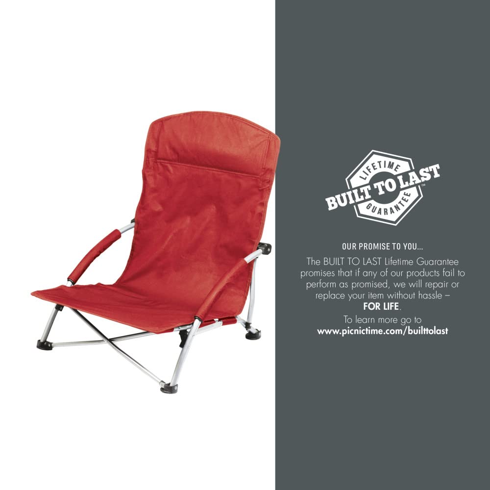 PICNIC TIME NCAA Tranquility Beach Chair with Carry Bag - Portable Low Profile Beach Chair for Adults - Lightweight Folding Lawn Chair for Outdoor Relaxation, Camping, Picnics, and Beach Trips