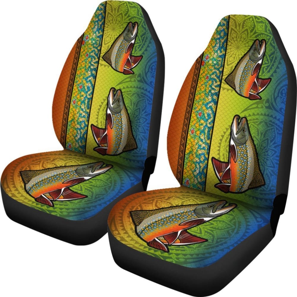 Brook Trout Fish Scale Pattern Fishing Car Seat Covers - Waterproof & Durable for Trucks, SUVs, Boats - Perfect for Outdoor Enthusiasts & Anglers