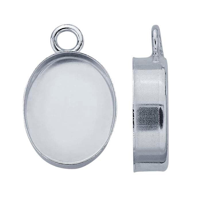 Sterling Silver Oval High Wall Cabochon Pendant Mounting - 10x8mm (40x30mm) Oval Cabochon for Earrings, Pendant & Closed Ring - Handmade Jewelry Making Supplies for DIY Custom Designs - Perfect for Crafting Unique Necklaces, Earrings & Rings