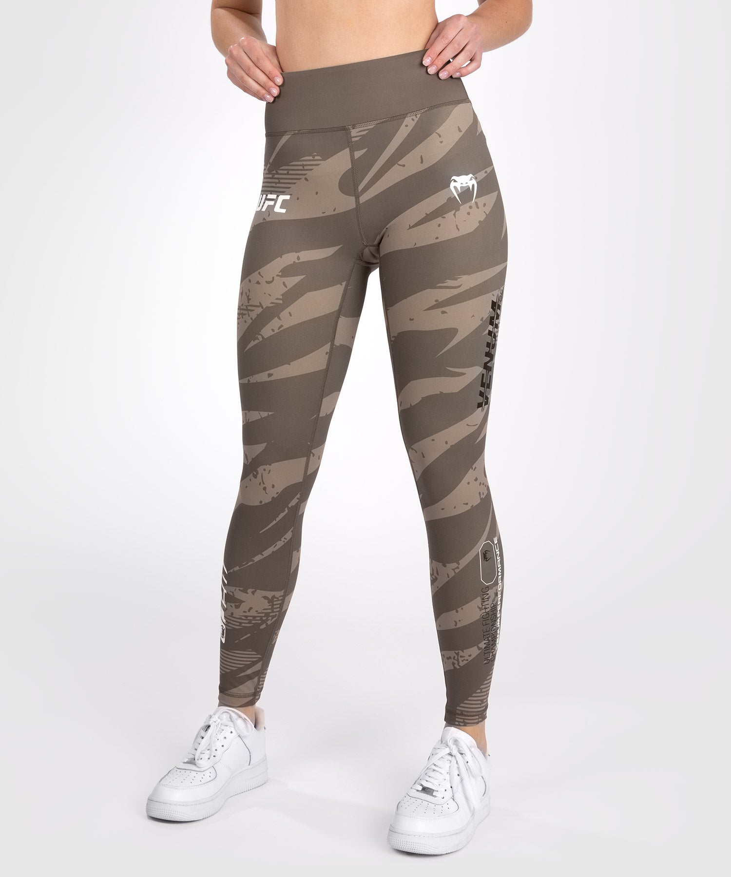 Venum UFC Adrenaline Fight Week Women's Performance Tight - Desert Camo MMA Workout & Training Leggings for Fitness & Combat Sports