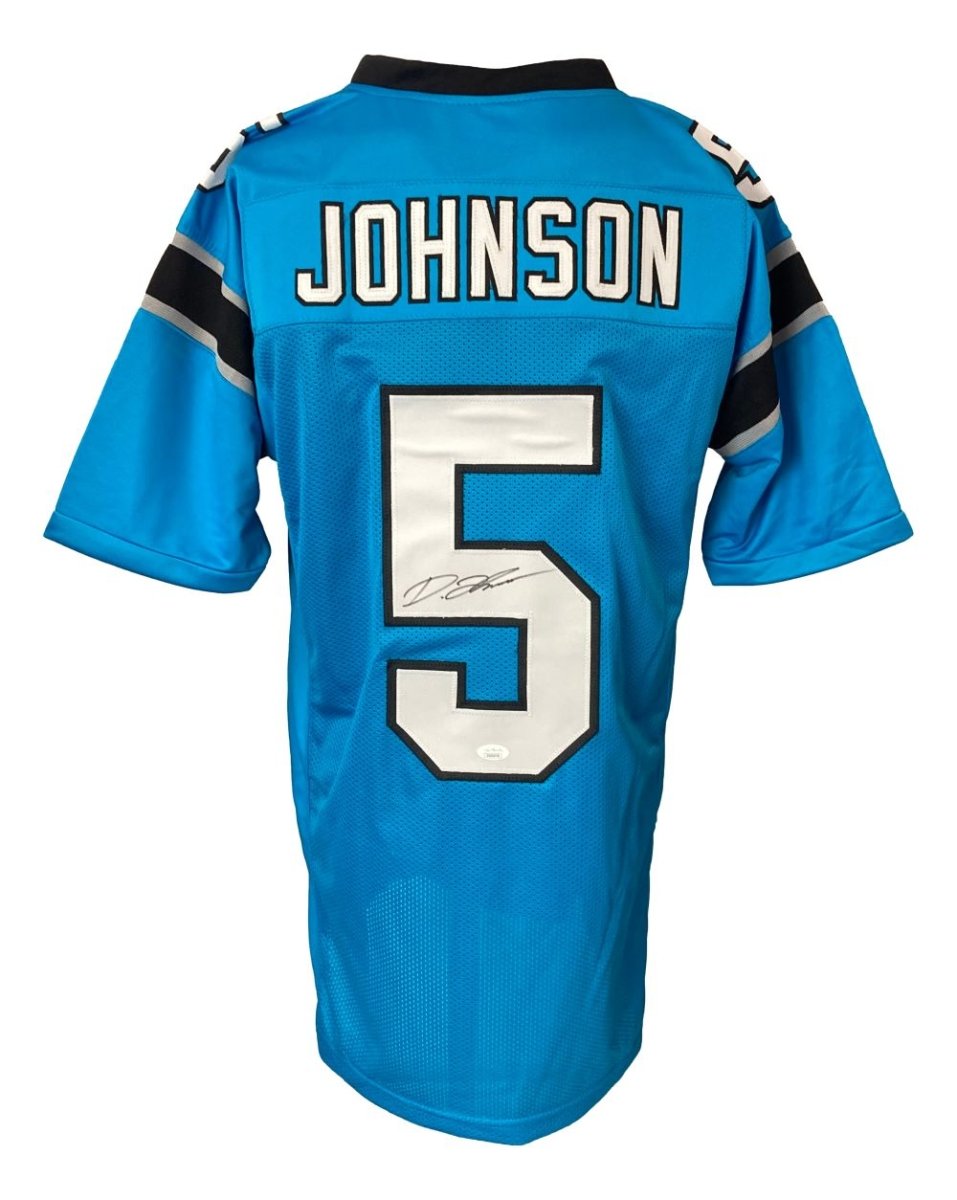 Authentic Diontae Johnson Carolina Panthers Signed Blue Football Jersey with JSA COA - Perfect for NFL Fans, Collectors, and Game Day Memorabilia Displays