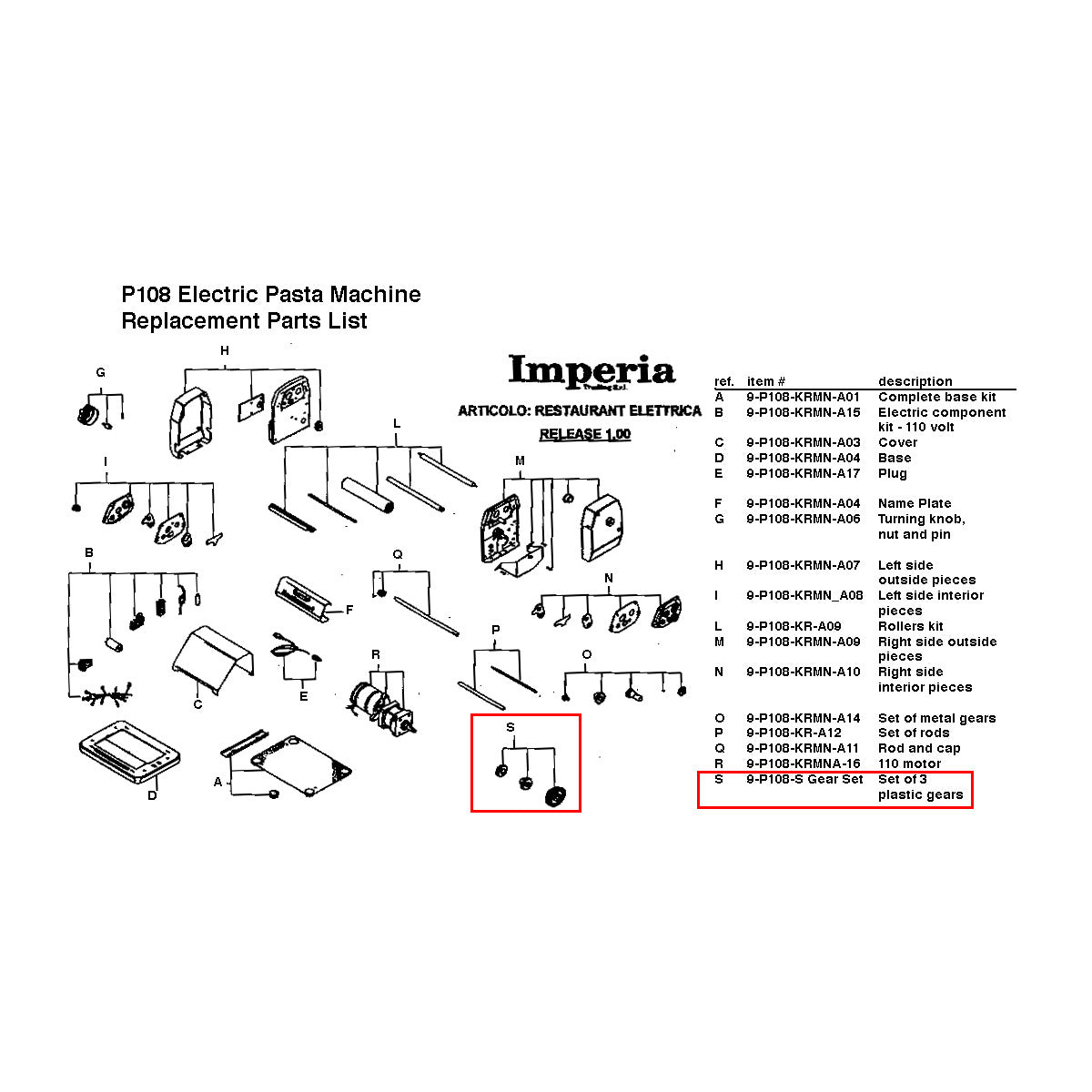 3-Piece Gear Set for Imperia Pasta Machine - Durable Replacement Parts for Homemade Pasta Making | Perfect for Italian Cuisine & Kitchen DIY Projects