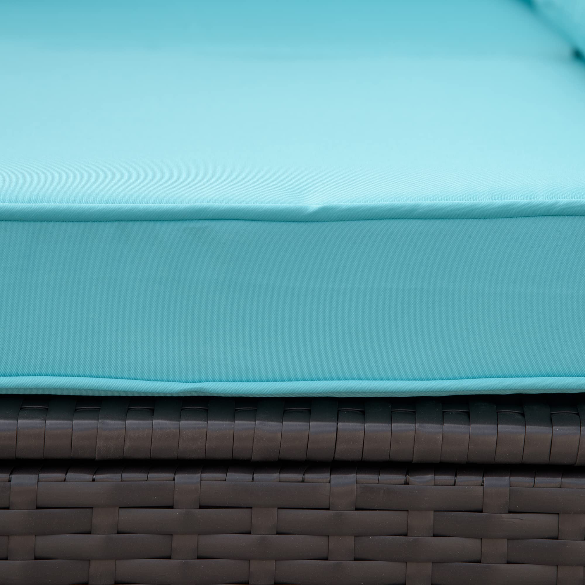 Outsunny 7-Piece All-Weather PE Rattan Patio Furniture Set, Outdoor Wicker Sectional Sofa with Cushions & Tempered Glass Table - Turquoise - Perfect for Garden, Backyard, Poolside & Patio Relaxation
