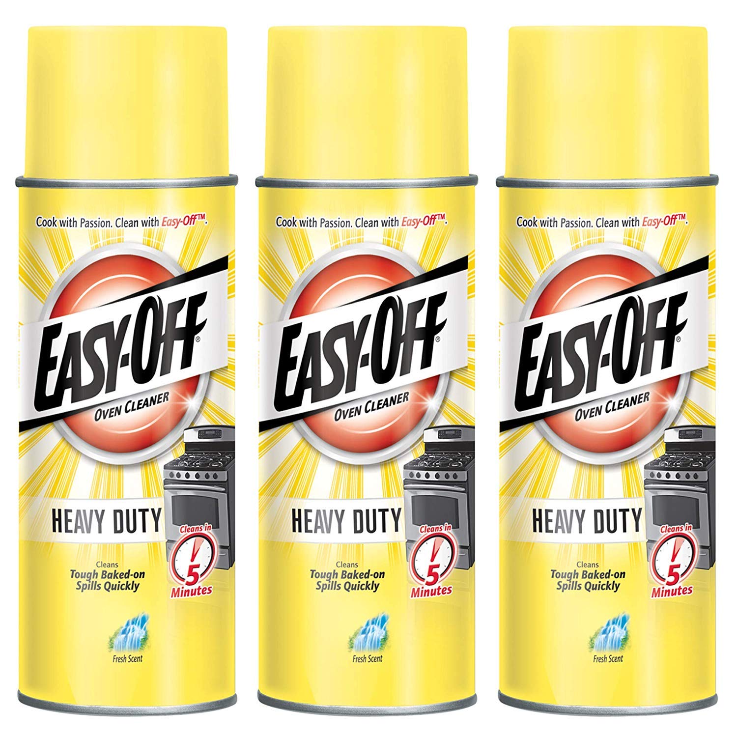 Easy Off Oven Cleaner 14.5Oz Aerosol Can (3-Pack) - Heavy Duty Degreaser for Stoves, Ranges & Grills - Fast Acting Formula for Tough Grease & Baked-On Food