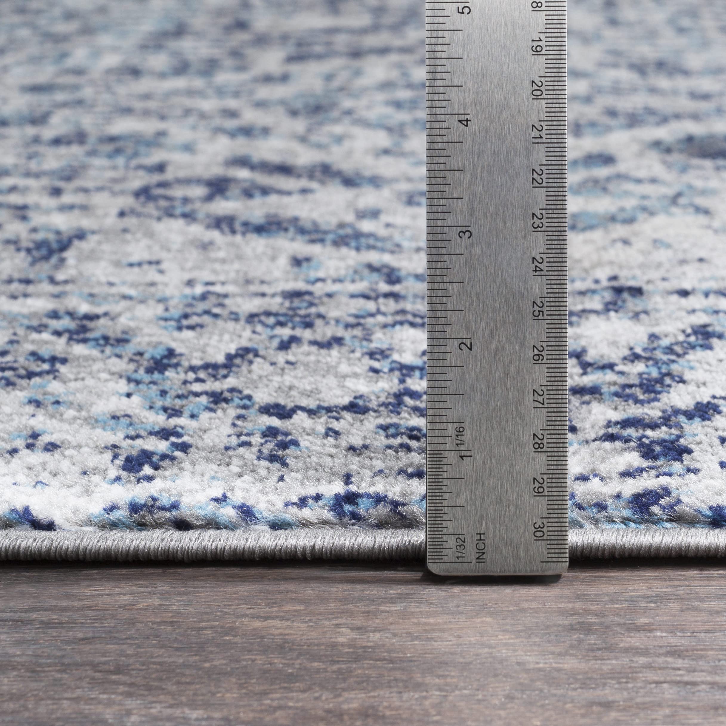 Mark&Day Emma Traditional Navy Blue & White 6x9 Area Rug - Soft Carpet for Living Room, Bedroom, Kitchen - 6'7