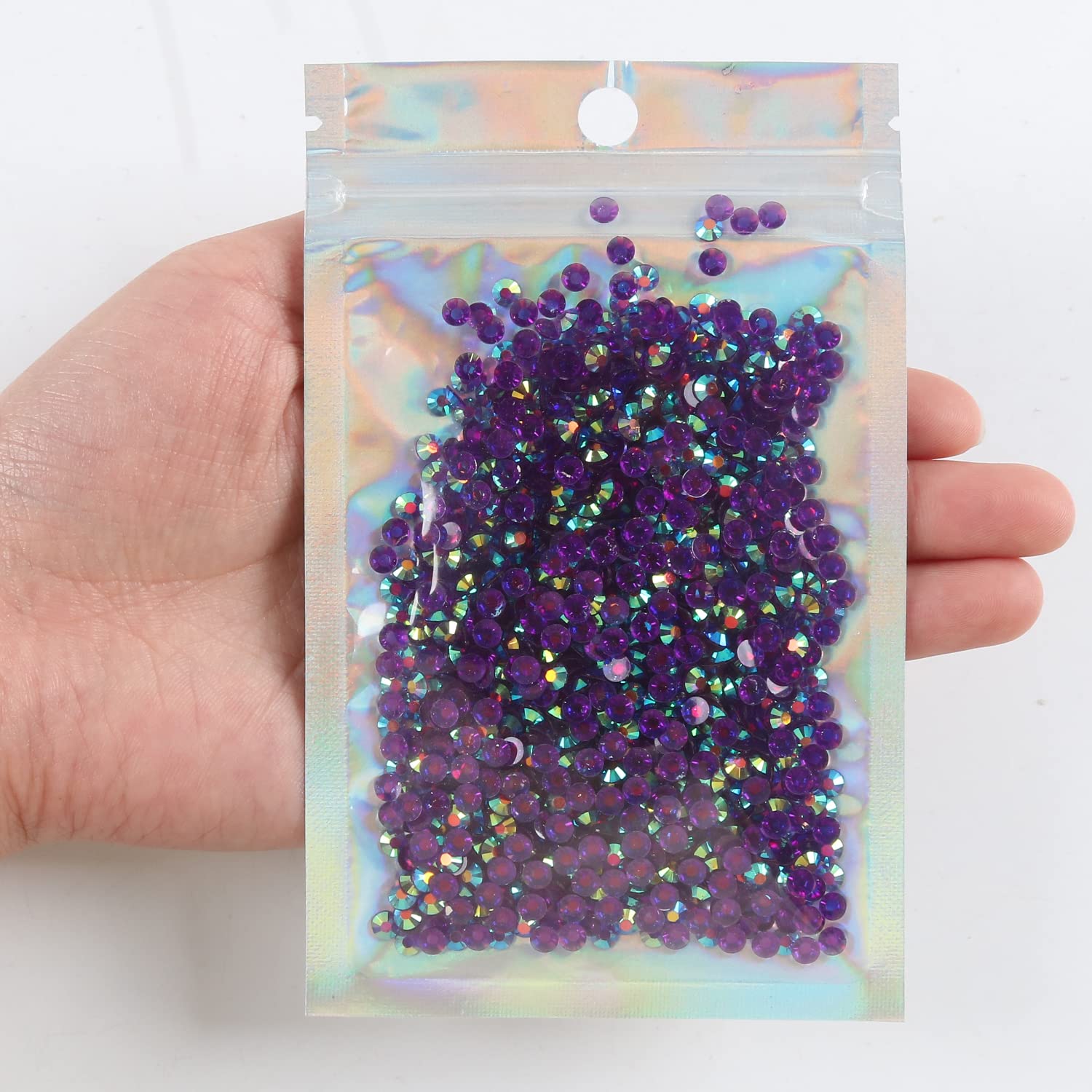 2500pcs 4mm 25g Jelly Rhinestones AB Color Non-Hotfix Glitter Resin Gems for Crafts, Mugs, Bottles, Tumblers - DIY Decoration, Nail Art, Scrapbooking (T50 Transparent Purple AB)