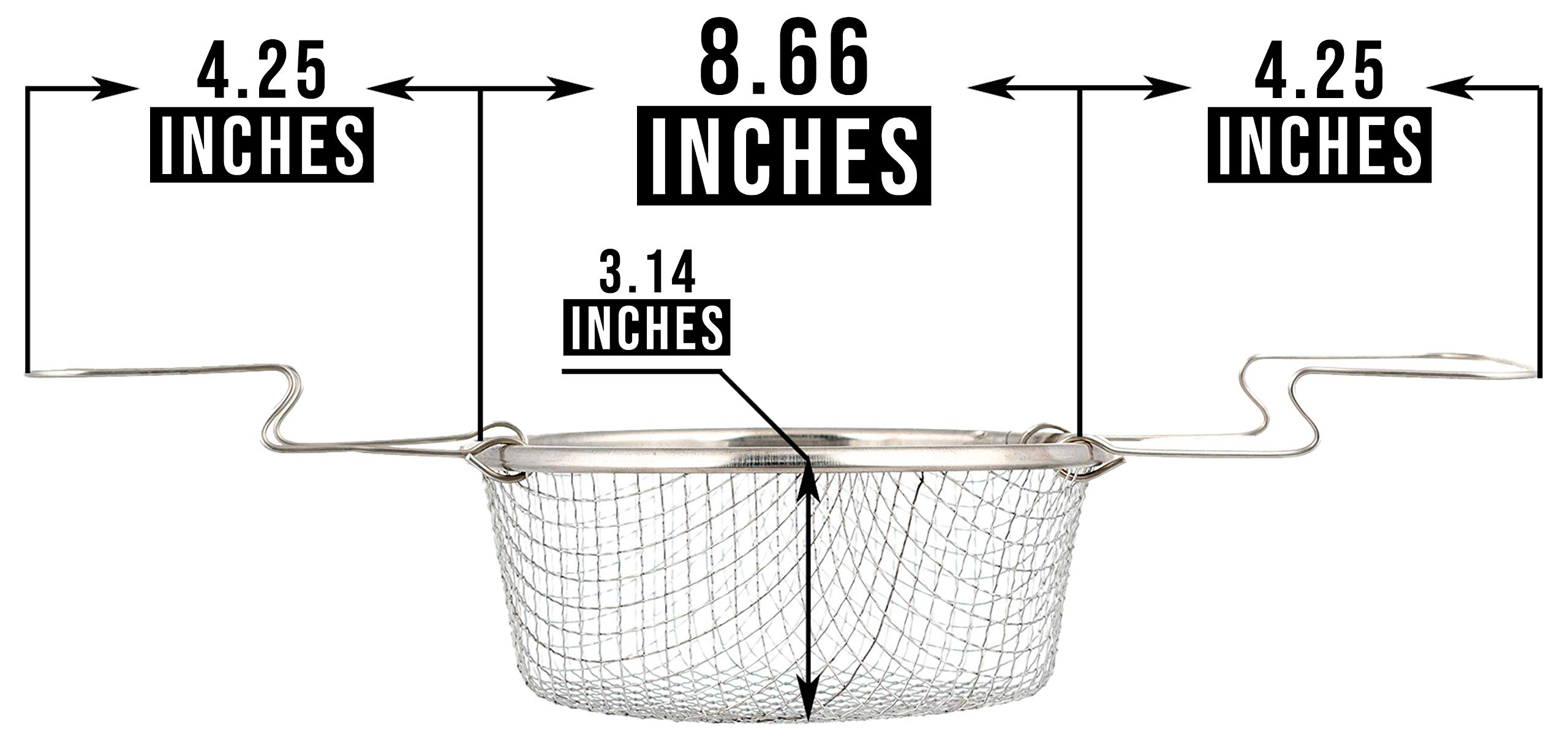 Stainless Steel Deep Fry Basket with Handle - 8.66 Inch Round Frying Basket for French Fries, Chicken Wings, Onion Rings & More - Perfect for Home Kitchen & Commercial Use