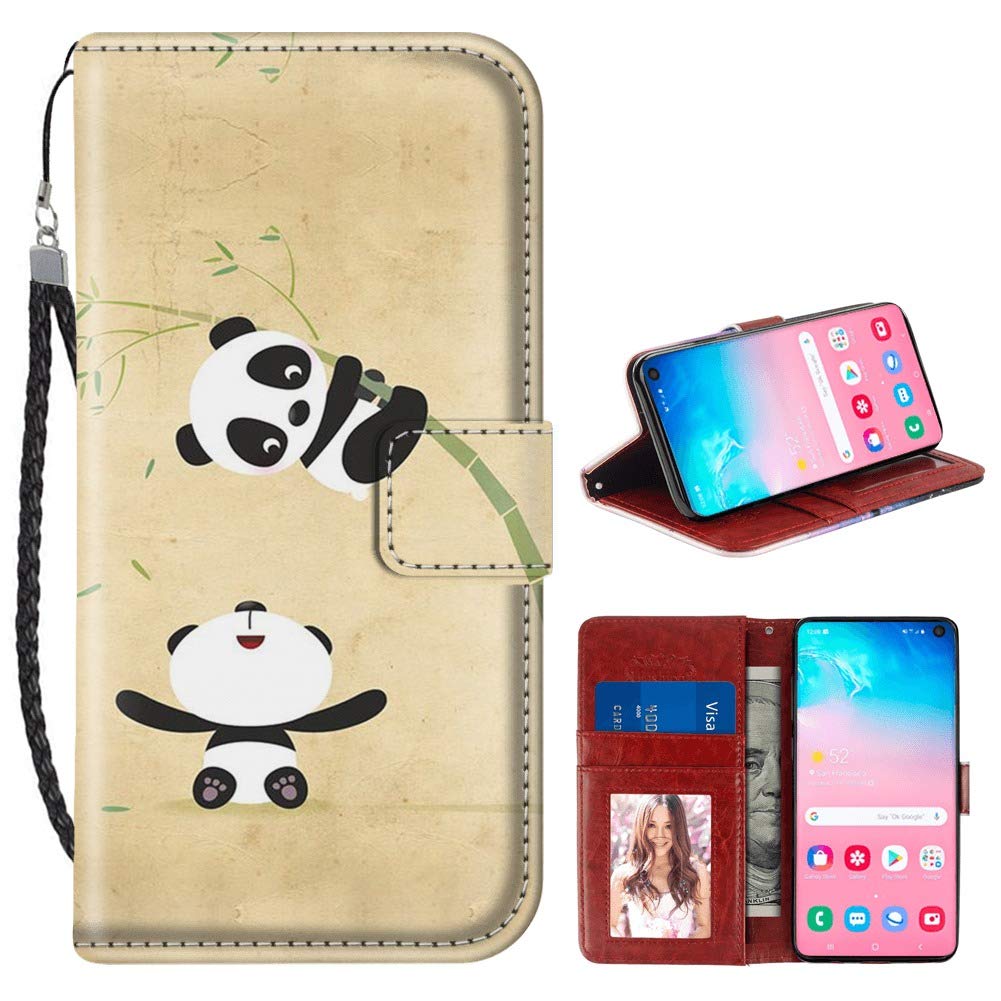 Cute Panda Samsung Galaxy S10e Wallet Case - PU Leather Flip Cover with Card Holder & Magnetic Closure | Protective TPU Phone Case for Samsung Galaxy S10e | Perfect for Work, Travel & Everyday Use