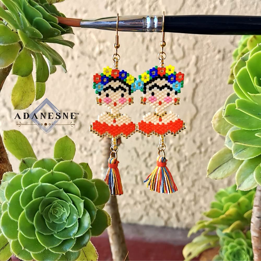 Handmade Mexican Style Dangle Earrings for Women - Cute Beaded Boho Jewelry with Inspirational Gift Card | Perfect for Festivals, Parties & Everyday Boho Fashion