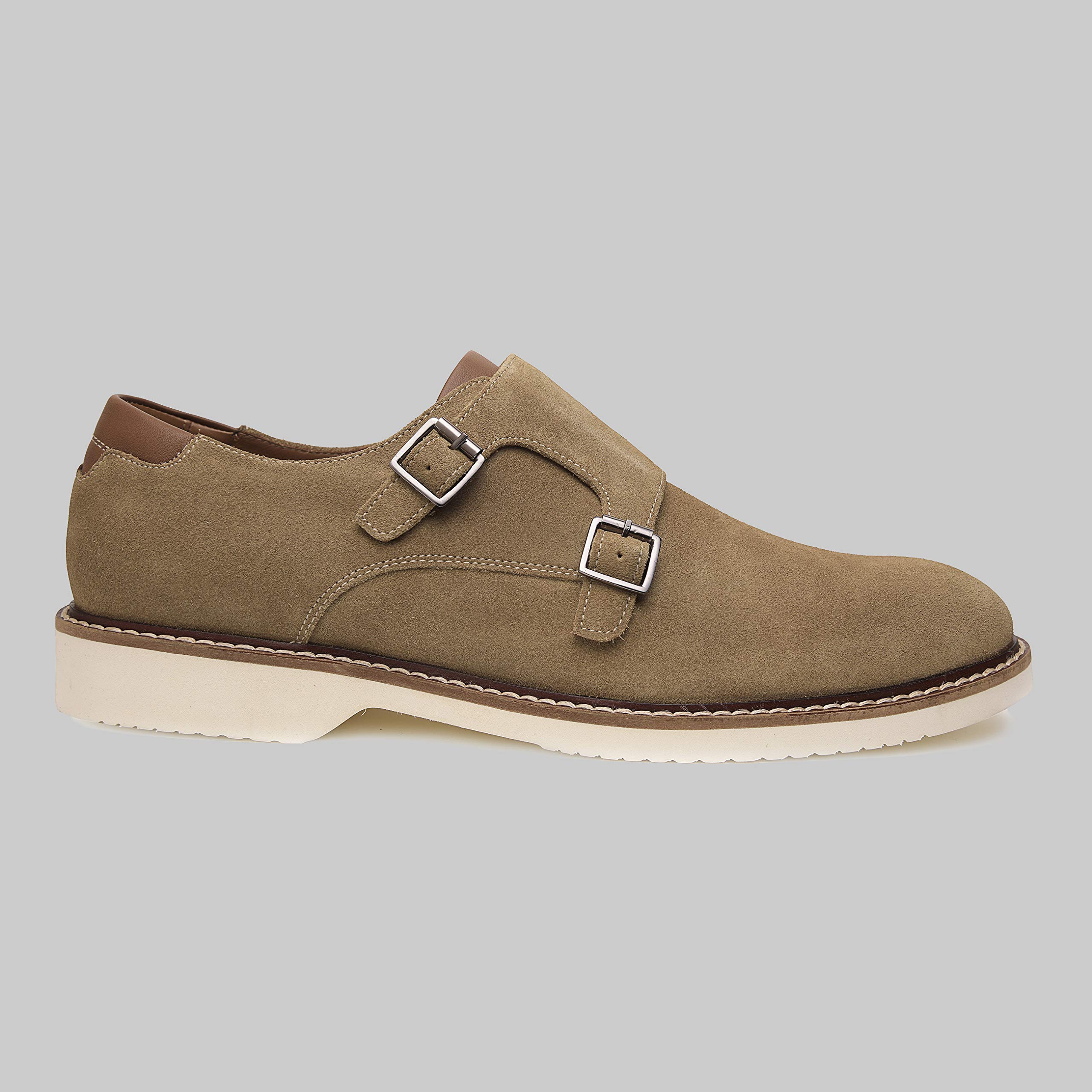 Genuine Leather Suede Dress Shoes for Men - Luxury Handcrafted Monk Strap Casual Shoes with Lightweight EVA Sole & Plain Toe | Perfect for Office, Weddings & Formal Events
