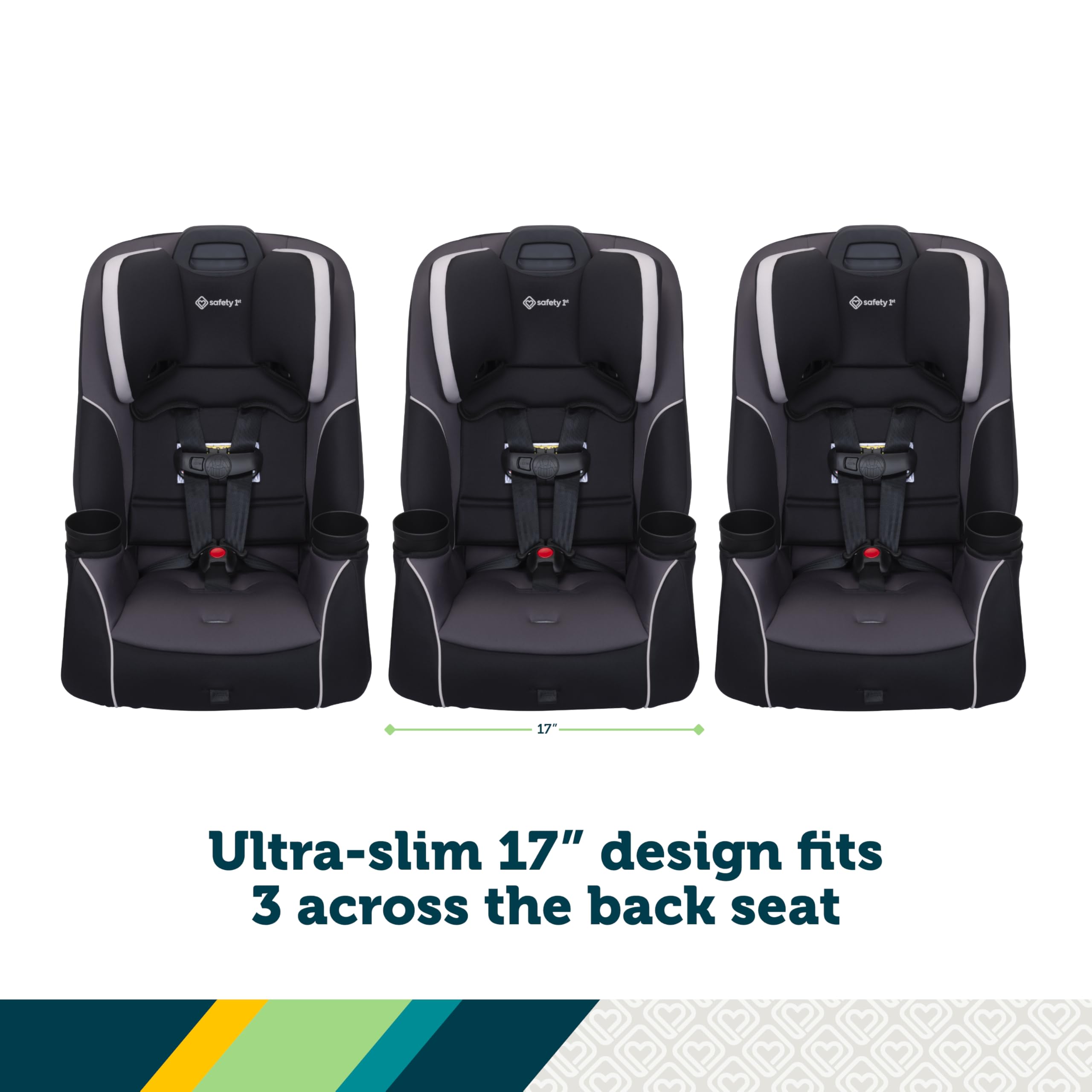 Safety 1st Crosstown Slim All-in-One Convertible Car Seat for Infants to Toddlers - Lightweight, Compact Design in City Storm - Perfect for City Driving, Travel & Everyday Use